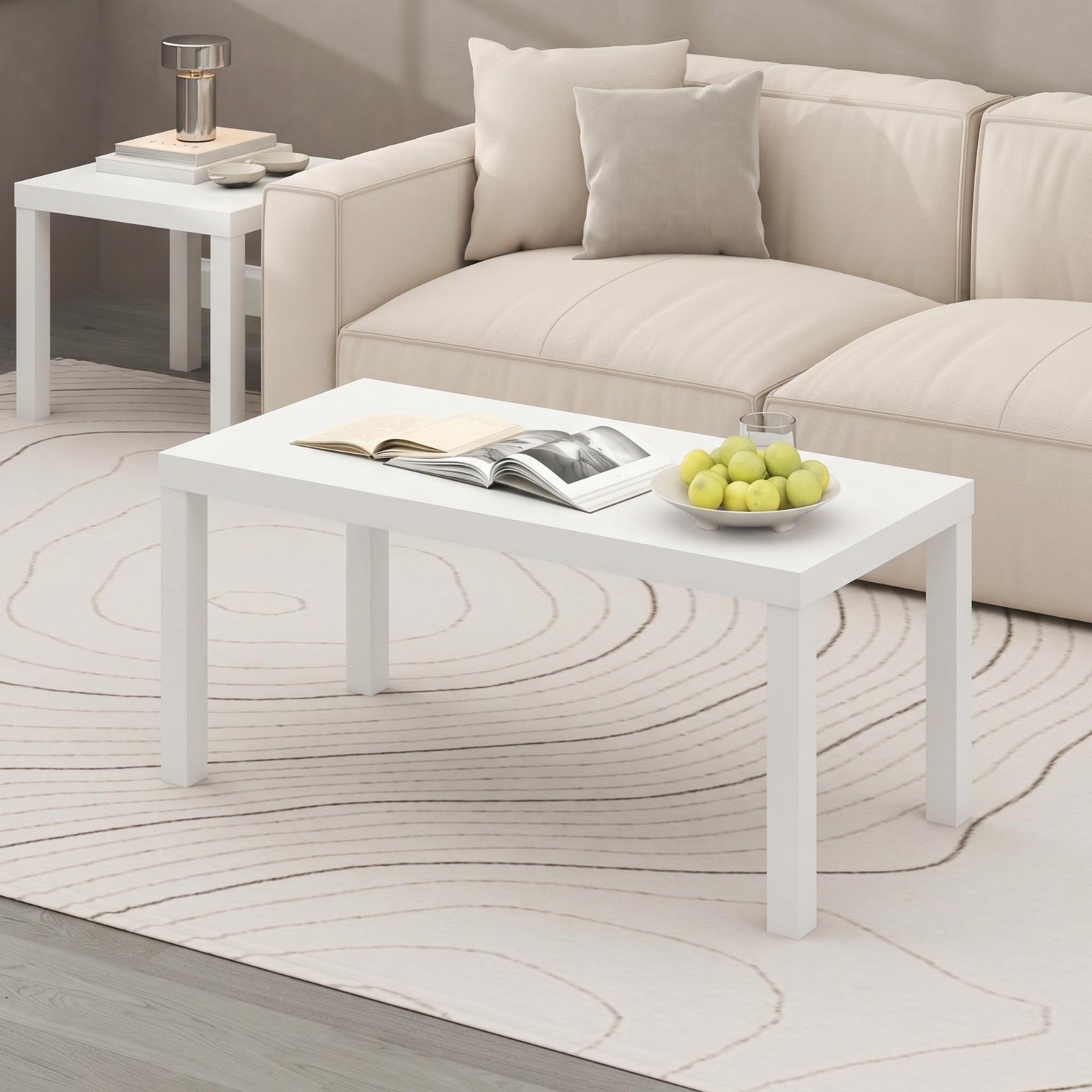 Modern Rectangle Coffee Table - 1.8" Thick Top, Stylish Side Table for Living Ro1