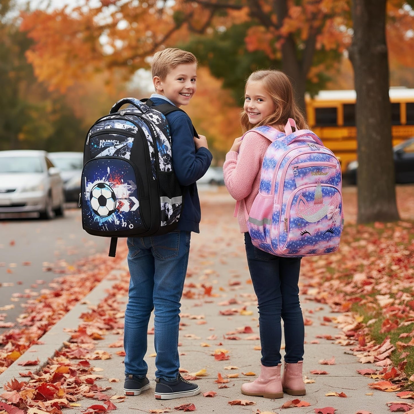 Lightweight Waterproof School Backpack for Kids, Large Capacity, Fun Prints, 163