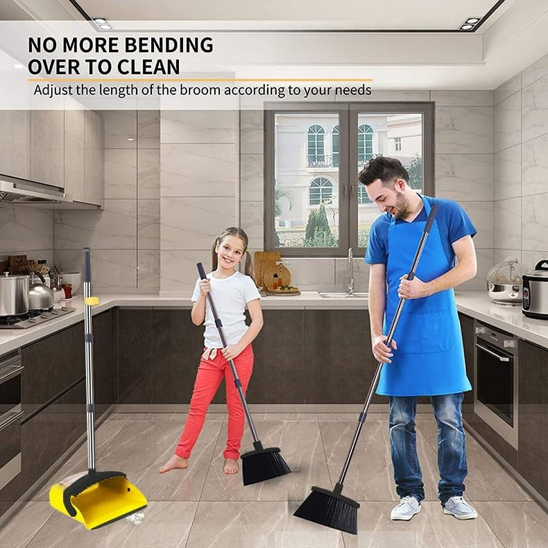 2-Pack Broom & Dustpan Set, 52" Long Handle, Self-Cleaning Teeth, Indoor/Outdoor4