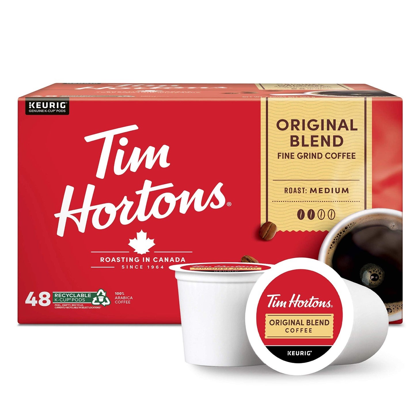 Medium Roast Coffee K Cup Pods, Original Blend, Compatible with Keurig, 48ct1