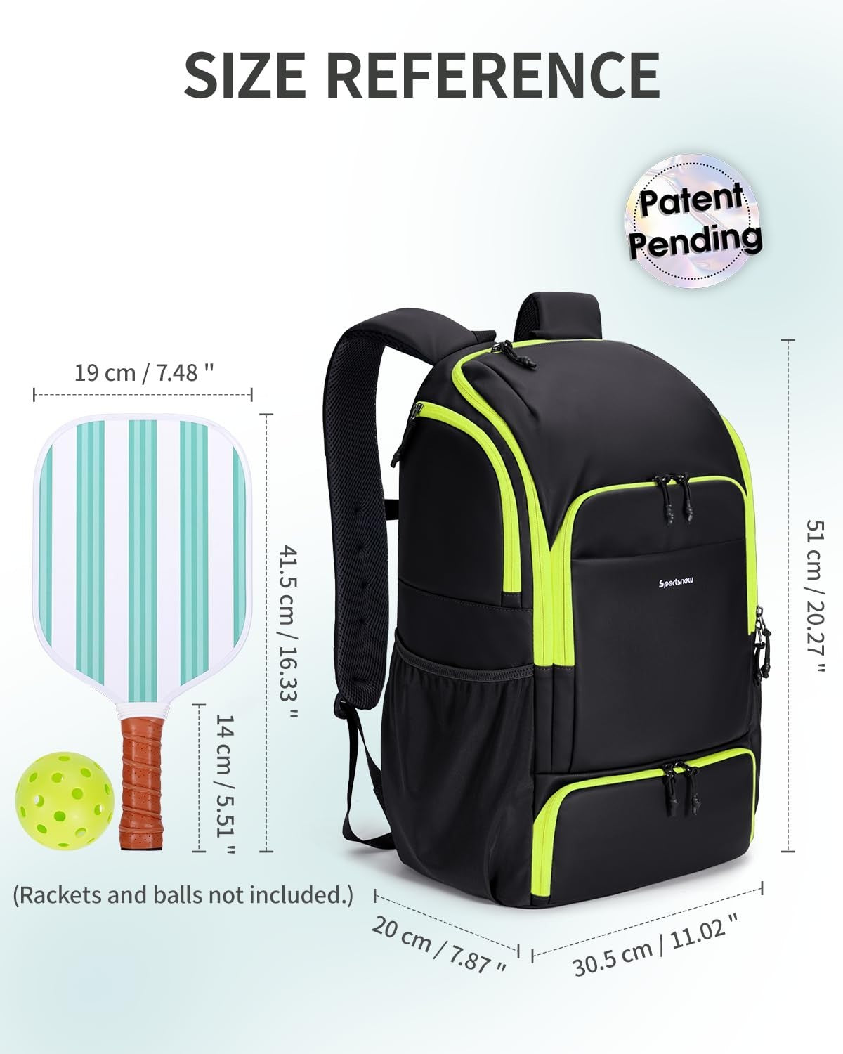 Waterproof Pickleball Bag with Shoe Compartment & Fence Hook | 30L, 2 Pockets, A5