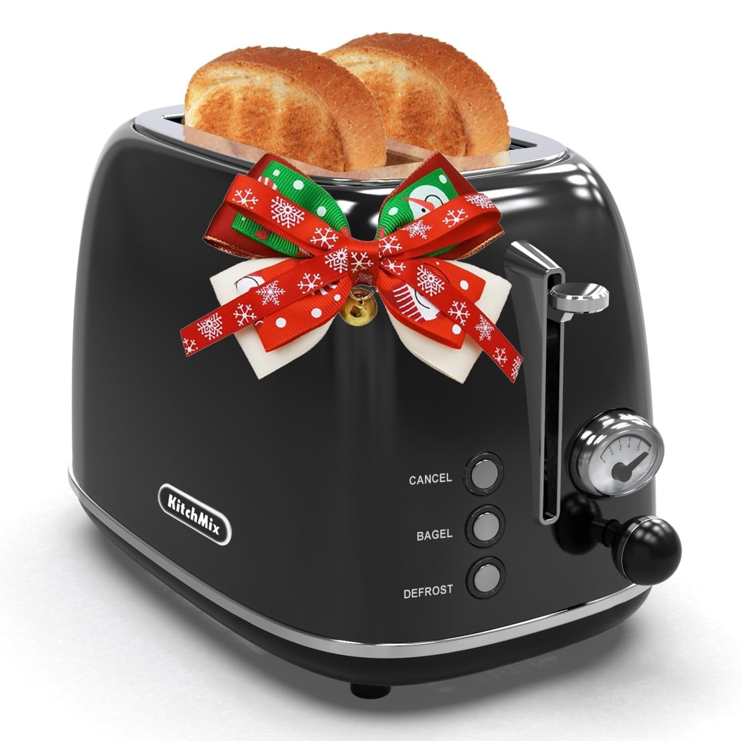 Retro Stainless Steel 2 Slice Toaster with 6 Settings, Extra Wide Slots, Bagel &8