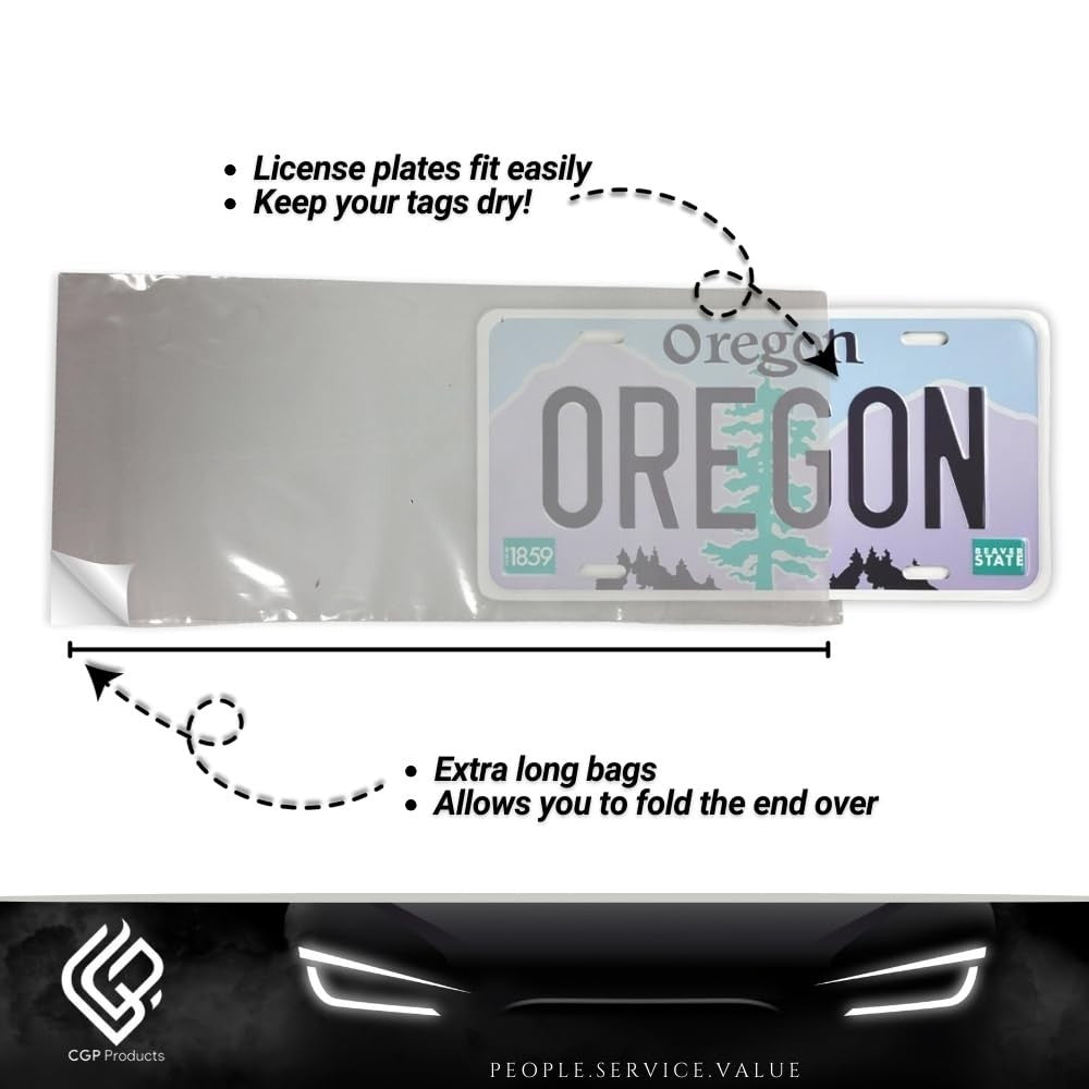 Temporary License Plate Tag Plastic Bags - 100 Count for Auto Dealerships (2 Pac3