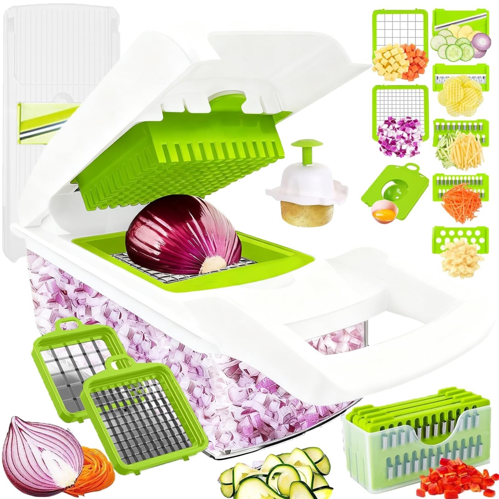 16 in 1 Mandoline Slicer & Spiralizer, Veggie Chopper with Container for Salads1