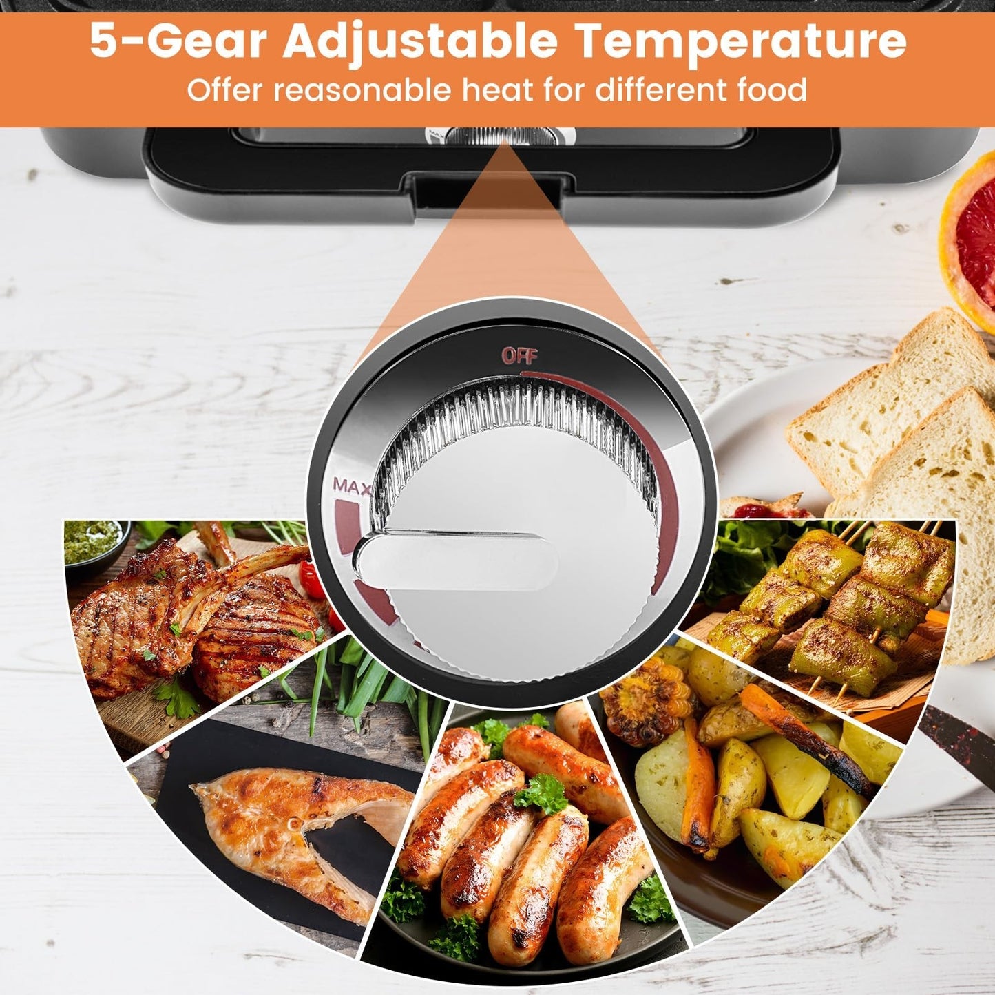 1200W Waffle Maker & Panini Grill - 3-in-1 Sandwich Maker with Non-Stick Plates5