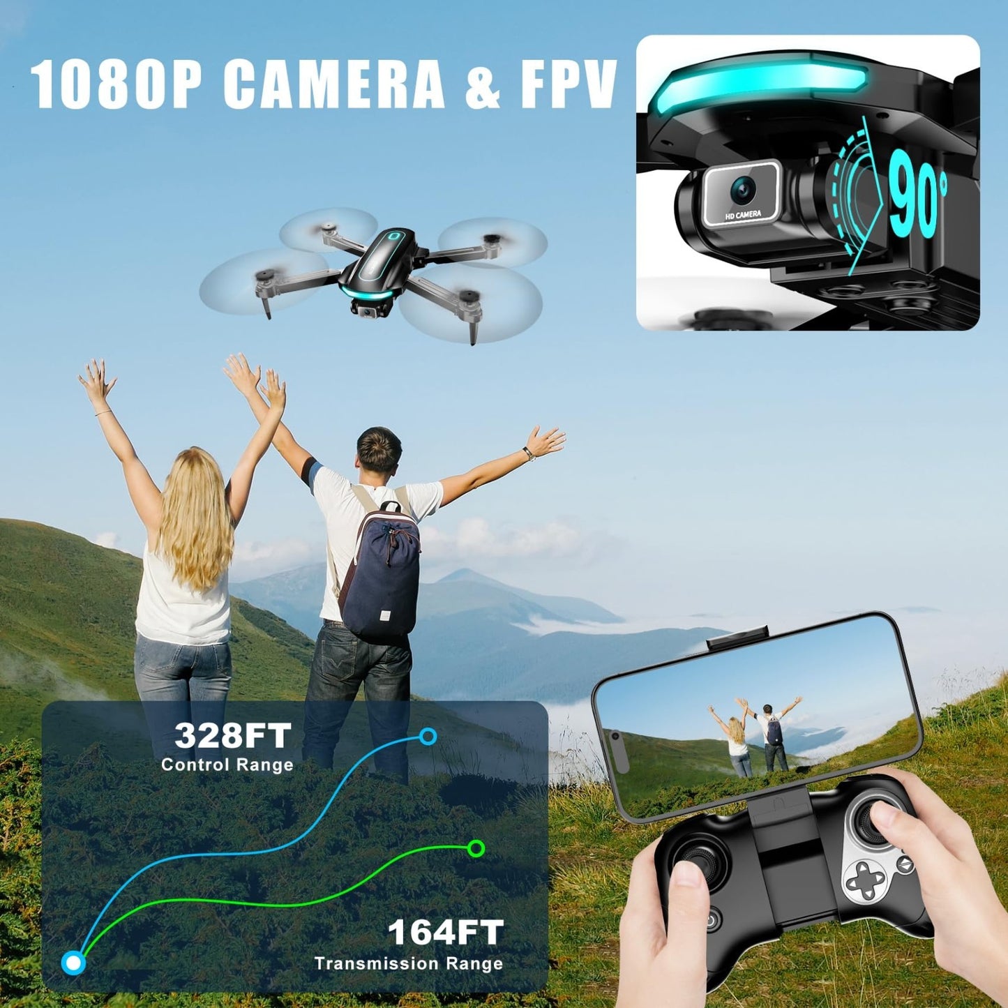 **Optimized eBay Title:**  Foldable Mini Drone with 1080P HD Camera, 2 Batterie3