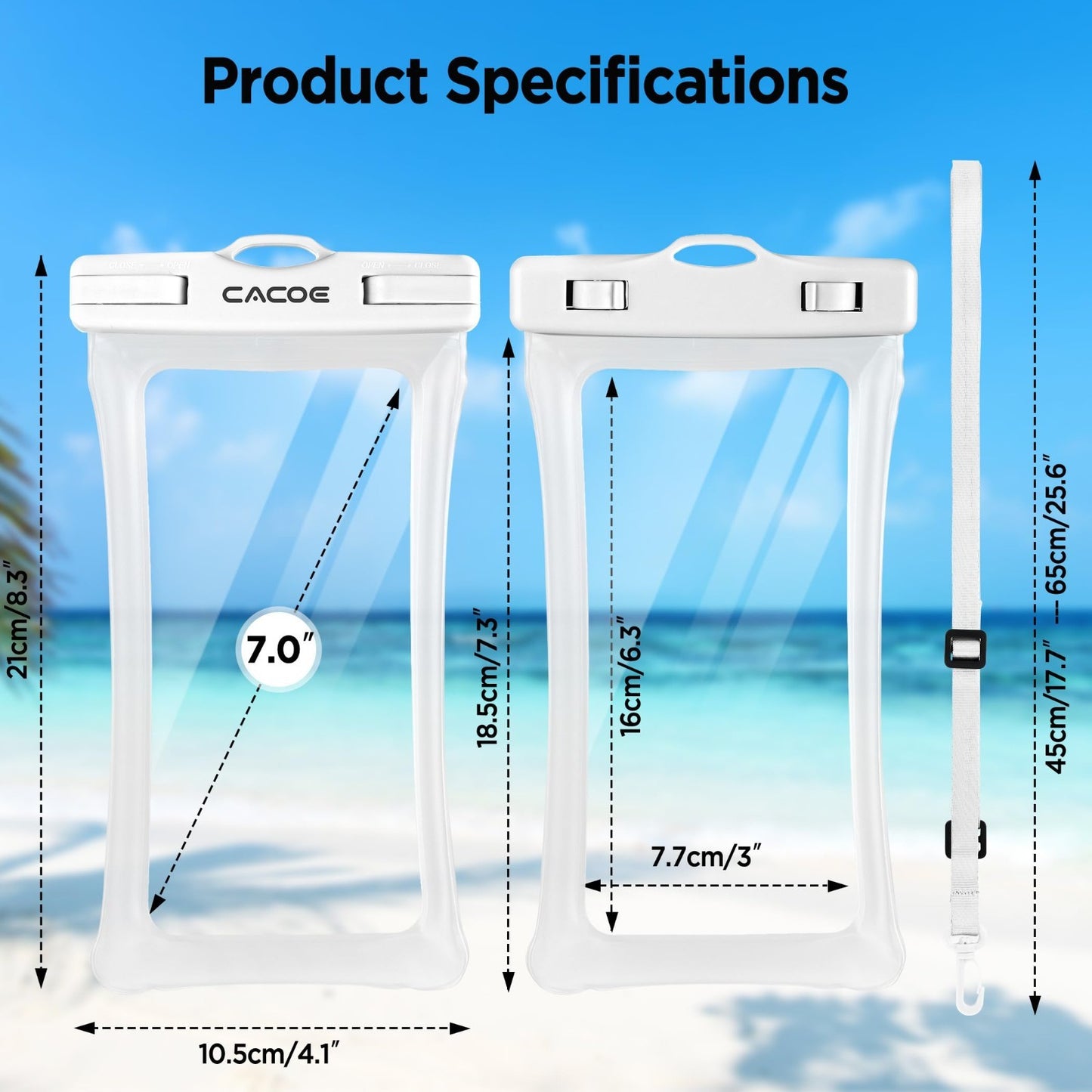 Waterproof Phone Pouch 2 Pack   Floatable IPX8 Case for Beach, Travel, Kayak & M6