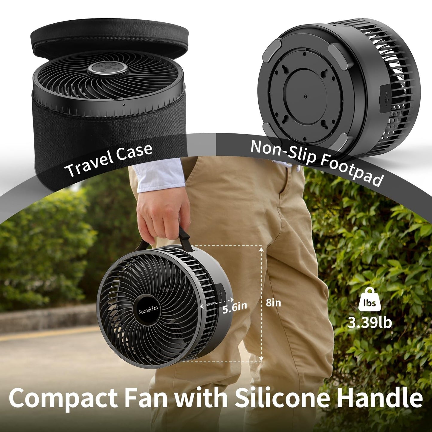20000mAh Rechargeable Portable Fan   Foldable, 8 Speed, 112H Battery Life, Remot6