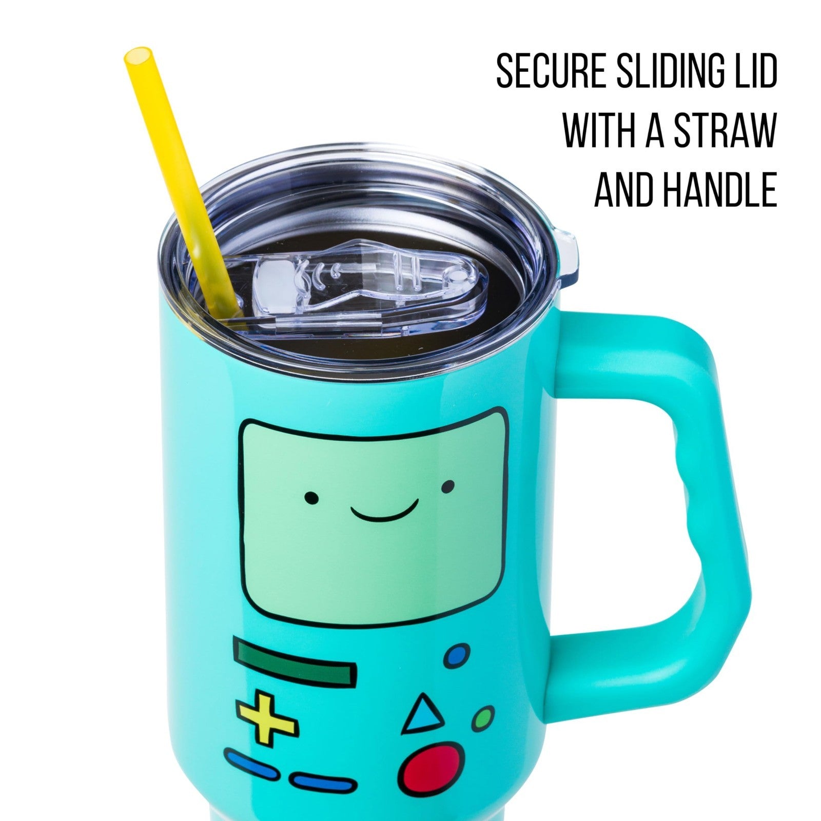 40oz Double Walled Stainless Steel Tumbler with Handle & Straw   Fits Cup Holder2