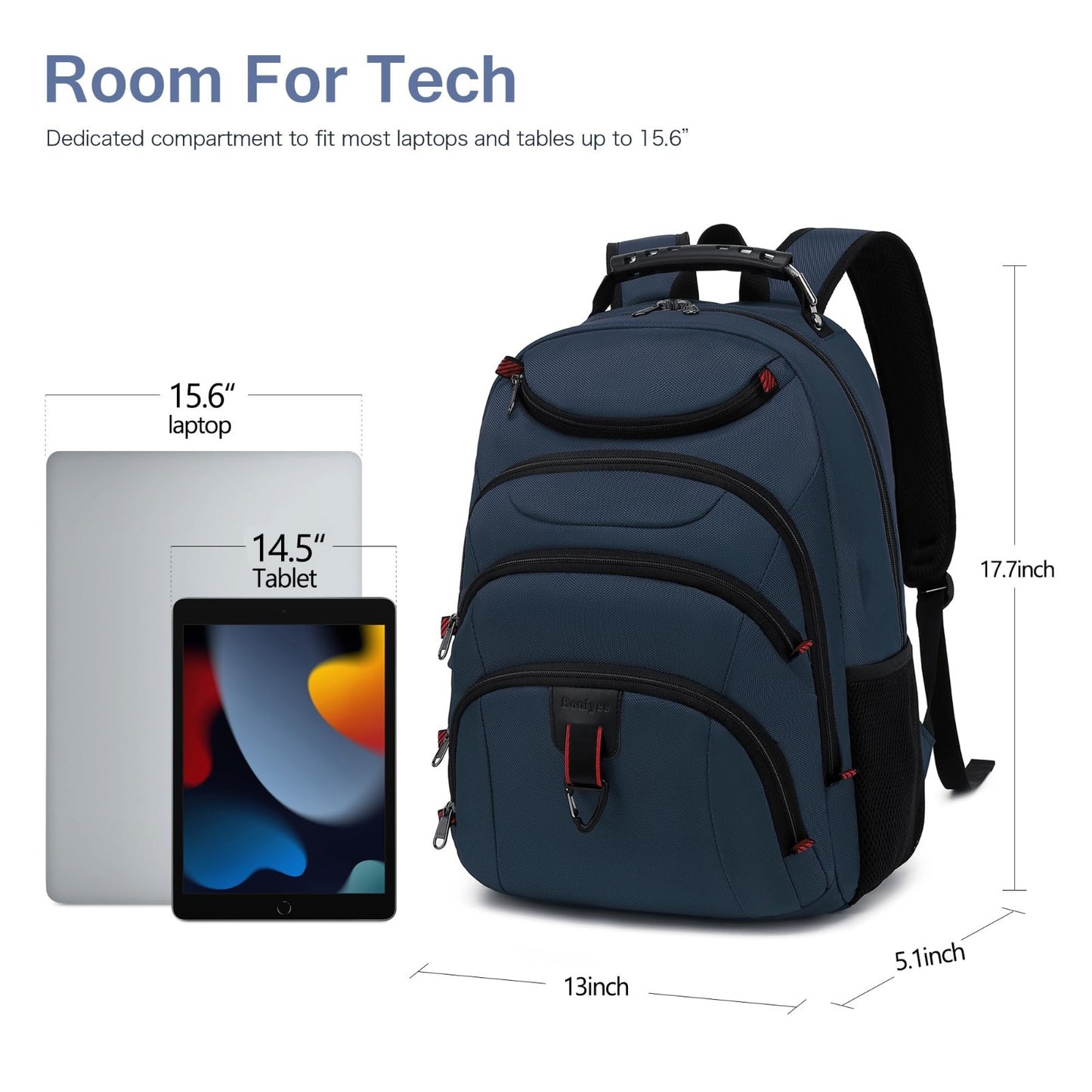 Waterproof 15.6" Laptop Backpack with USB Port, Anti Theft Travel Bag for Work &4
