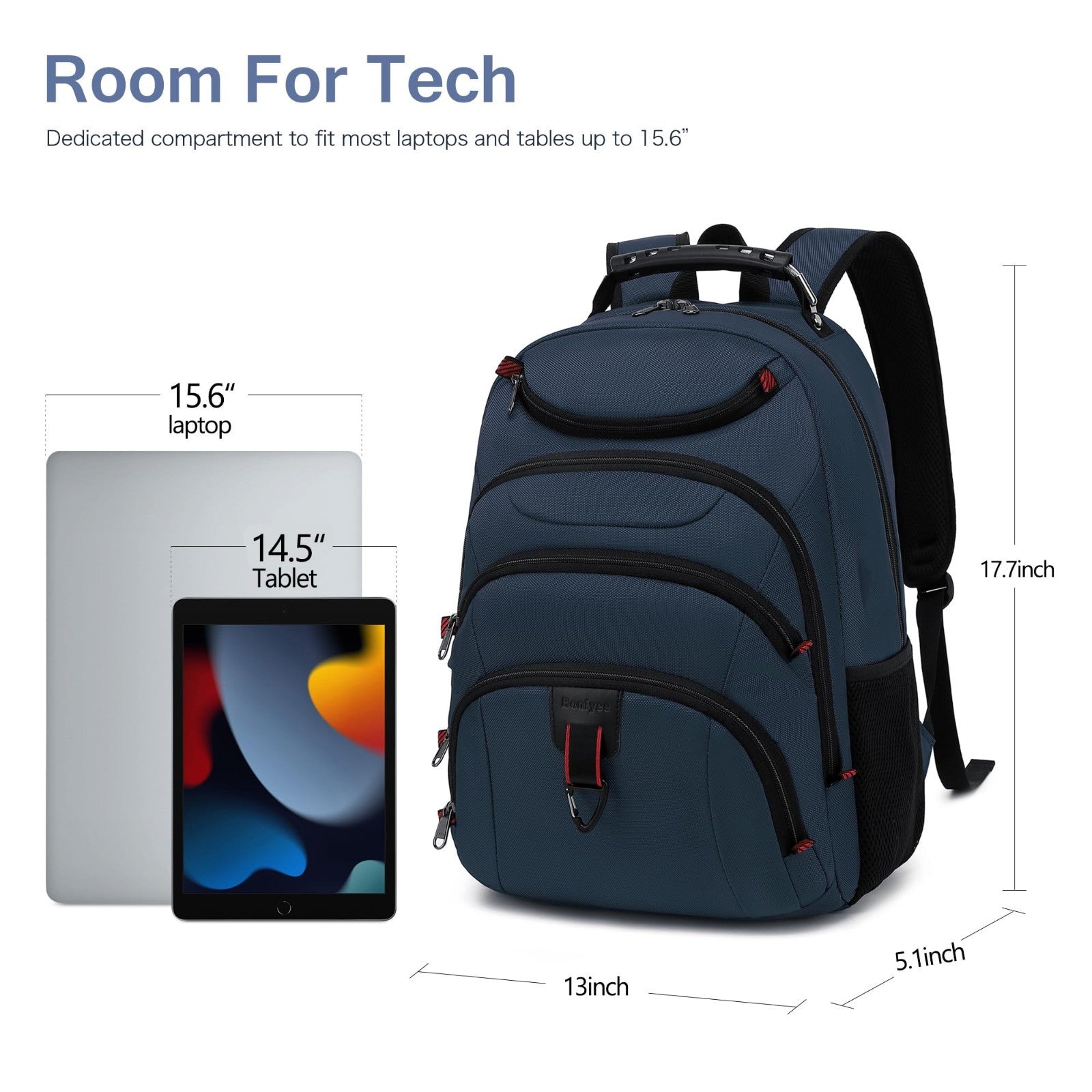 Waterproof 15.6" Laptop Backpack with USB Port, Anti Theft Travel Bag for Work &4