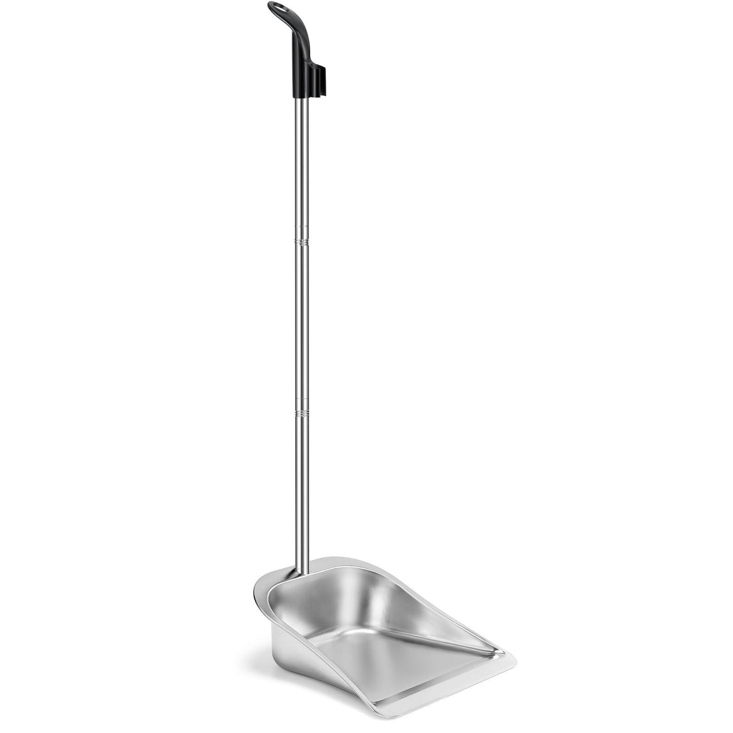 Long Handle Dust Pan - 35” Heavy Duty Metal Stand Up Dustpan, Adjustable Stainle0