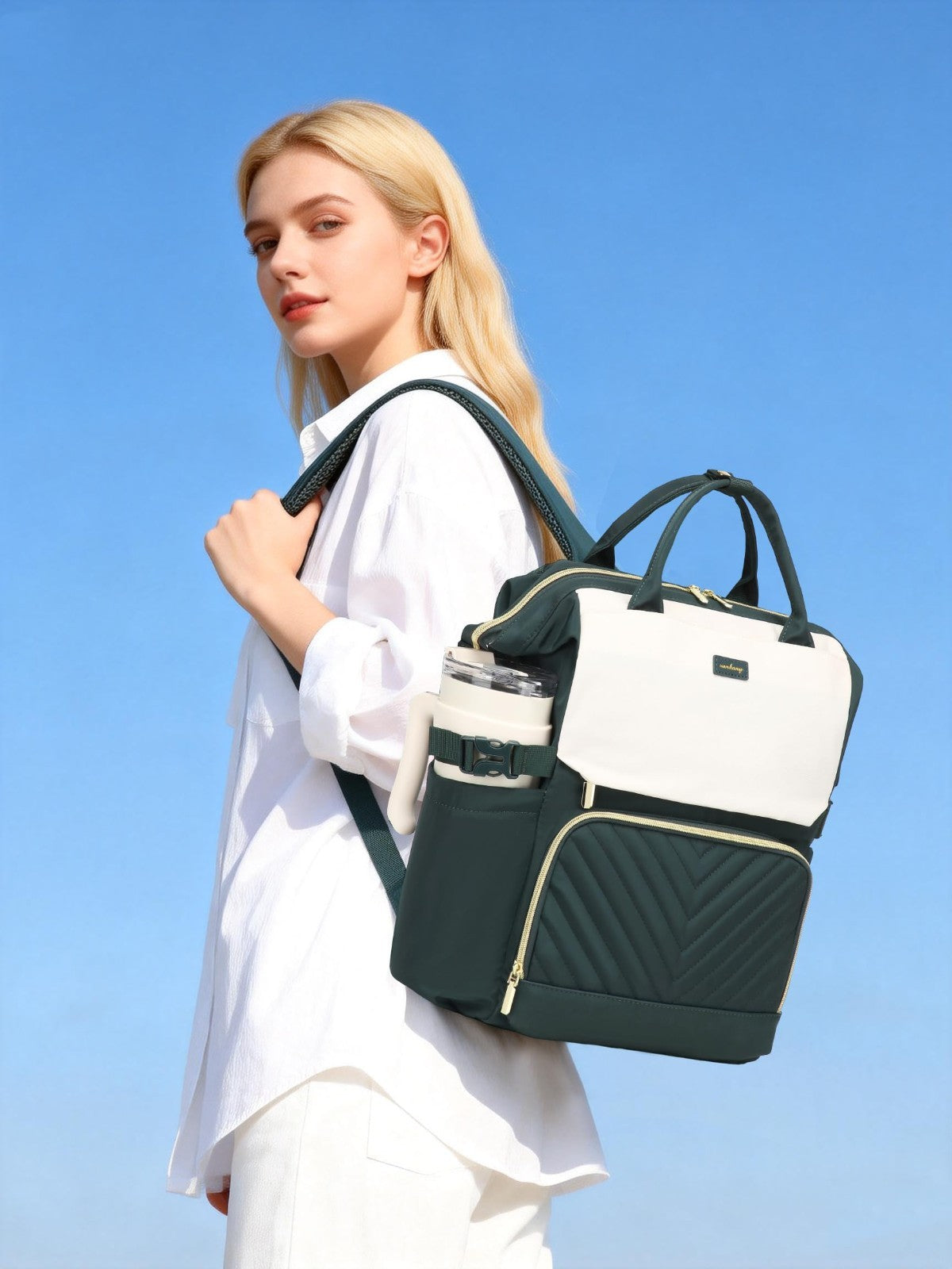 Stylish Computer Backpack for Women   Laptop Bookbag with USB Charger & Cup Hold2