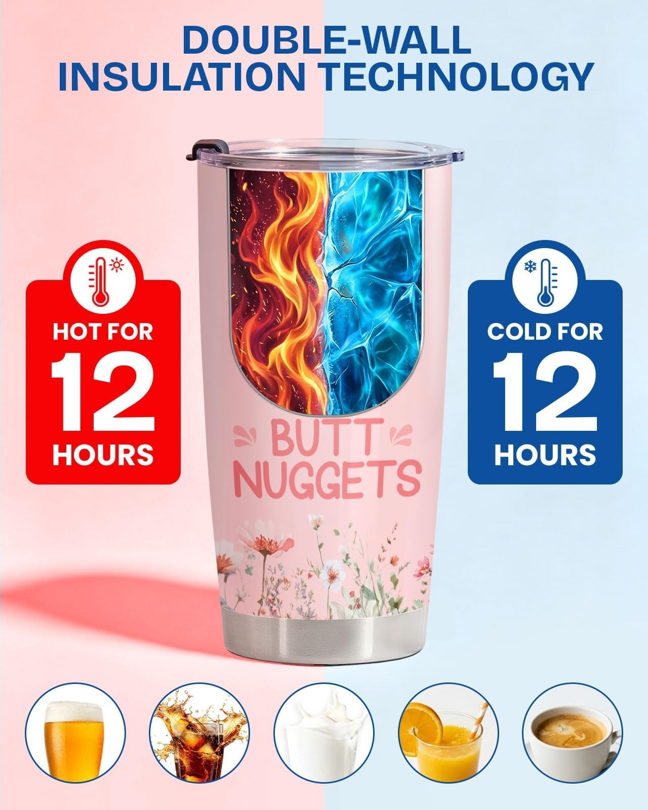 Funny Chicken Tumbler 20oz Insulated Travel Mug with Lid   Cute Farmhouse Gift f4