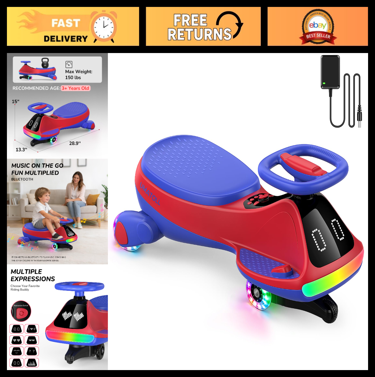 12V Electric Wiggle Car for Kids - Fun Ride-On Toy, Birthday Gift for Ages 3+0