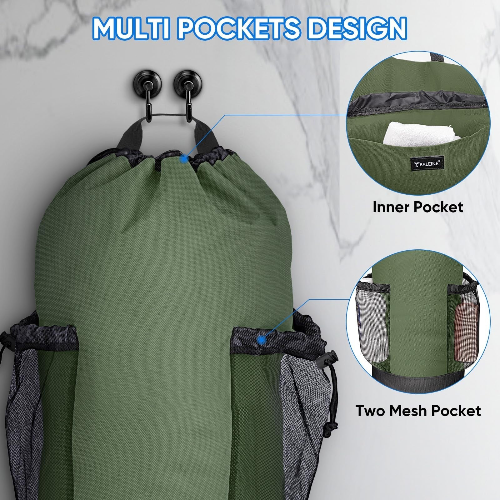 120L Large Laundry Backpack Bag - Durable 900D Oxford Fabric, Mesh Pockets, Trav3