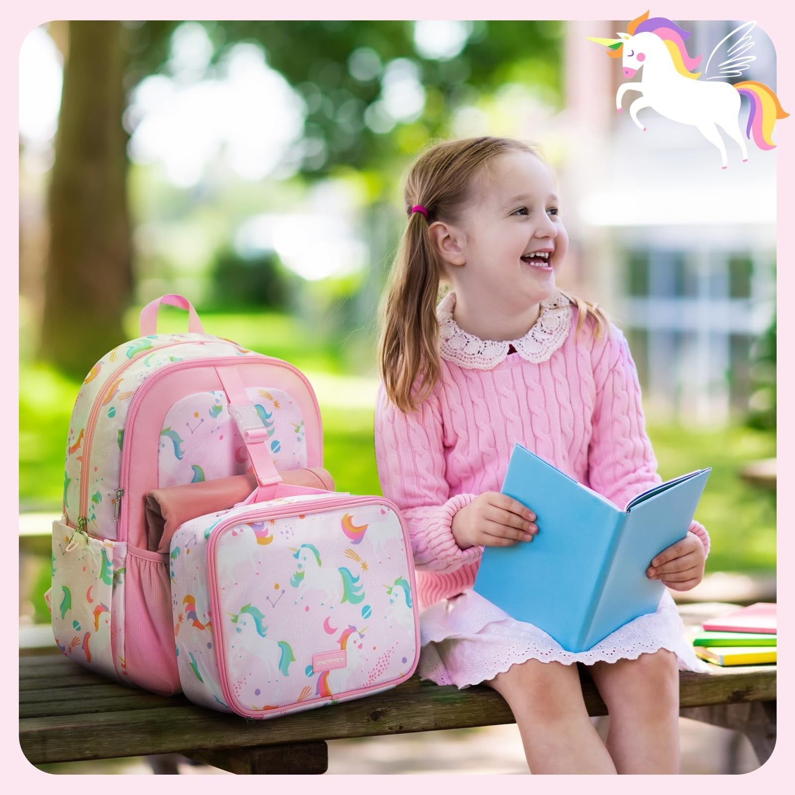 Kids Backpack Set for Kindergarten, School Bookbag with Lunch Box, 15L Capacity,2