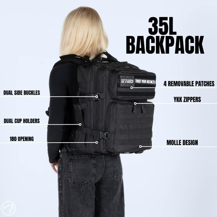 Durable 35L Waterproof Gym Backpack   1000D Oxford, MOLLE Webbing, Laptop Pocket5