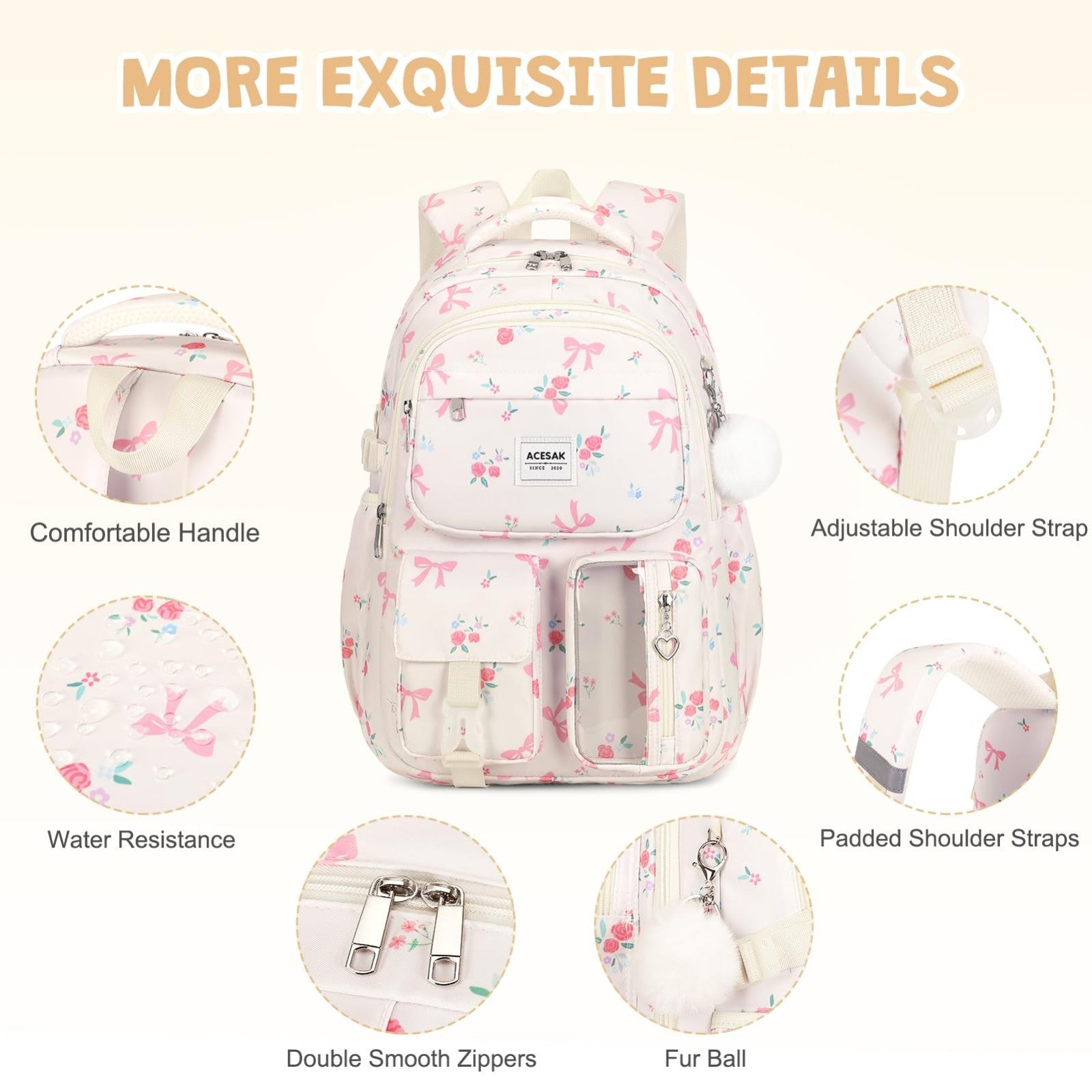 Stylish Floral Backpack Set for Girls   Includes Lunch Bag & Pencil Pouch, Ideal4