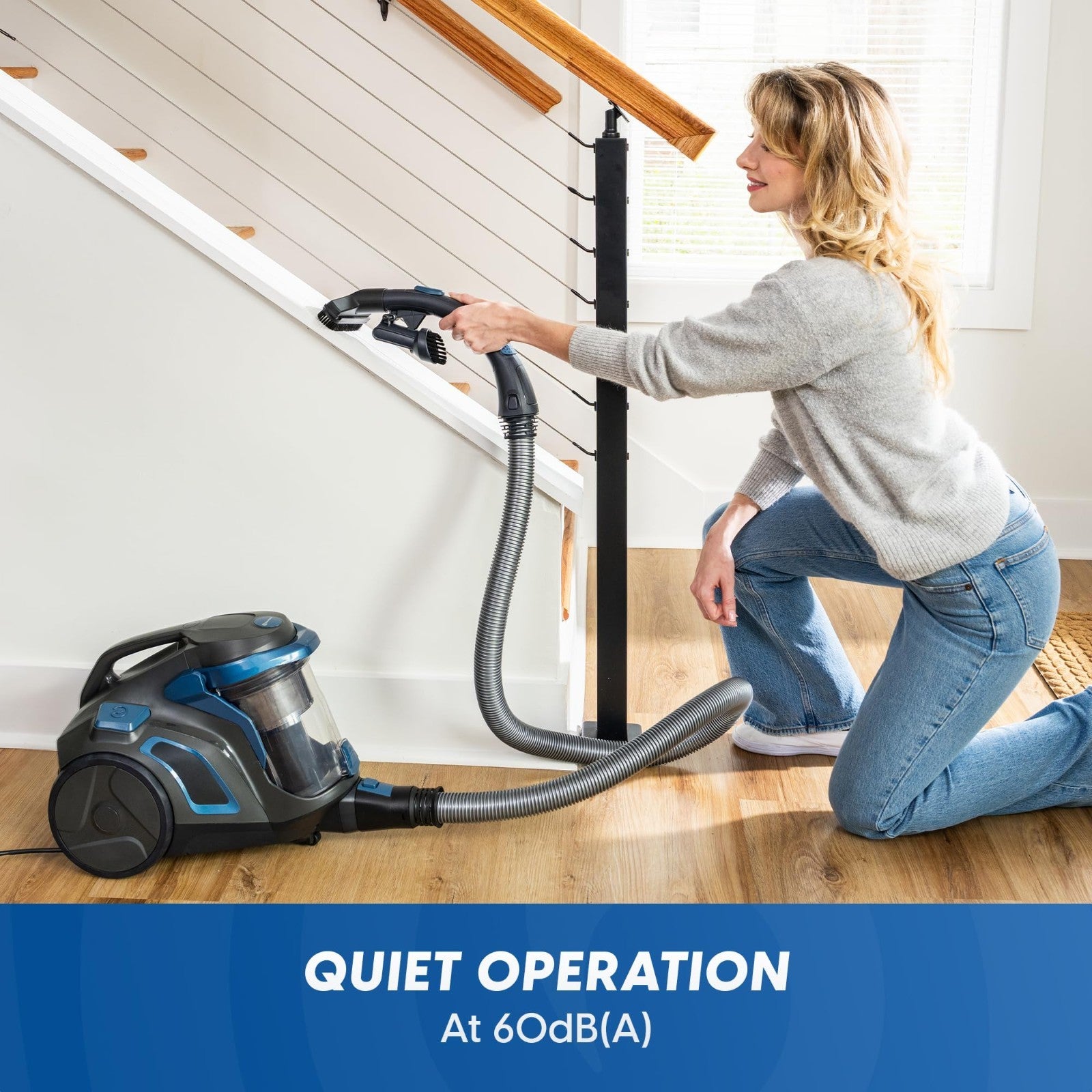 Ultra Silent Bagless Canister Vacuum 60dB, HEPA Filter, Powerful Suction, 16ft C3