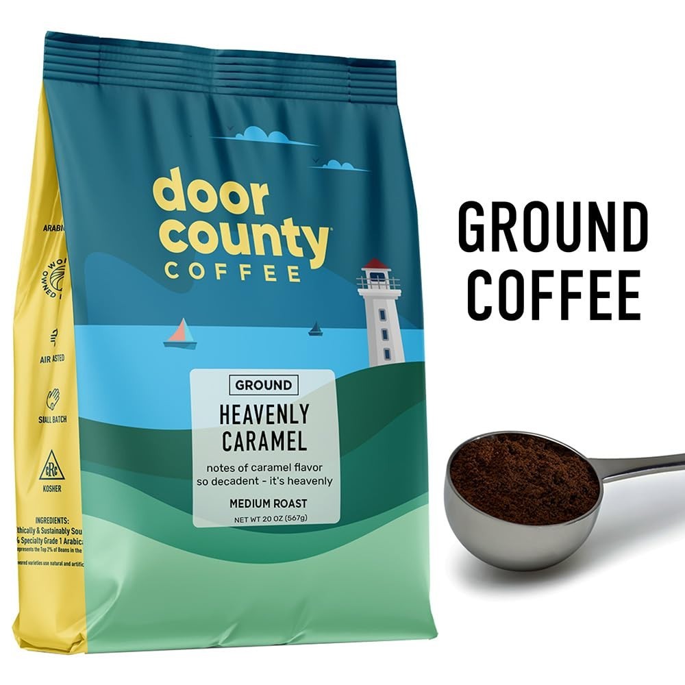 Heavenly Caramel Ground Coffee 20oz Bag | Medium Roast, 100% Arabica, Sweet & Bu2