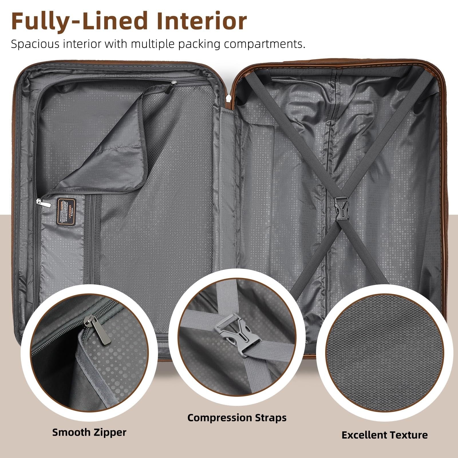6-Piece Expandable Luggage Set with 360° Spinner Wheels, TSA Lock, Lightweight A6