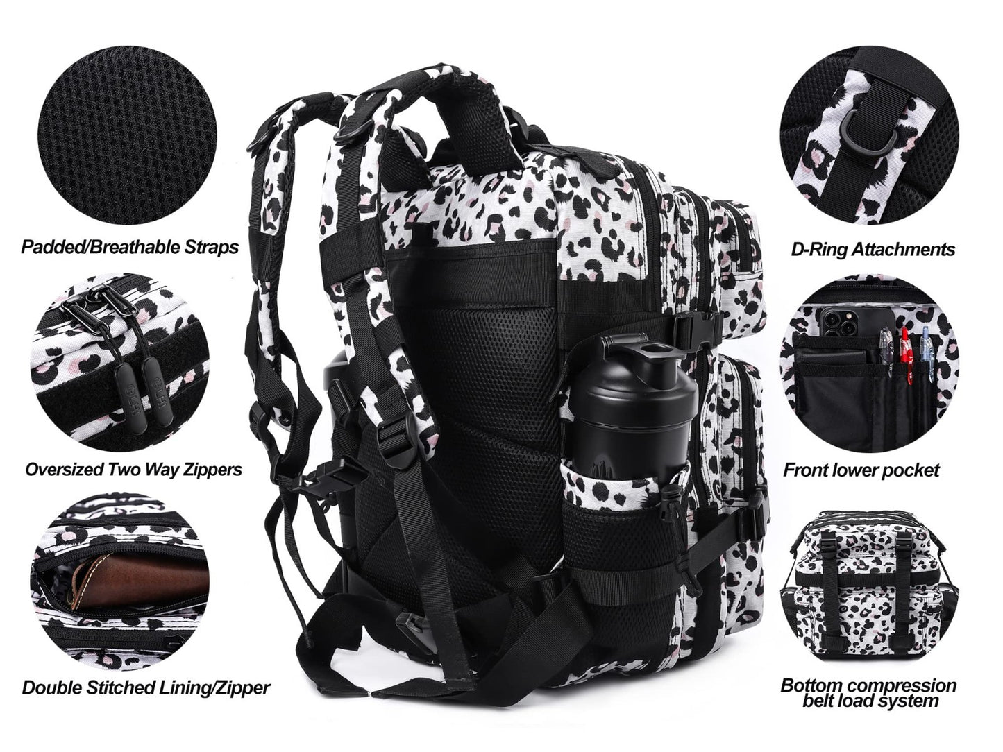 Tactical Military Backpack 25L/35L   Army Assault Pack, Small Rucksack, Bottle H4