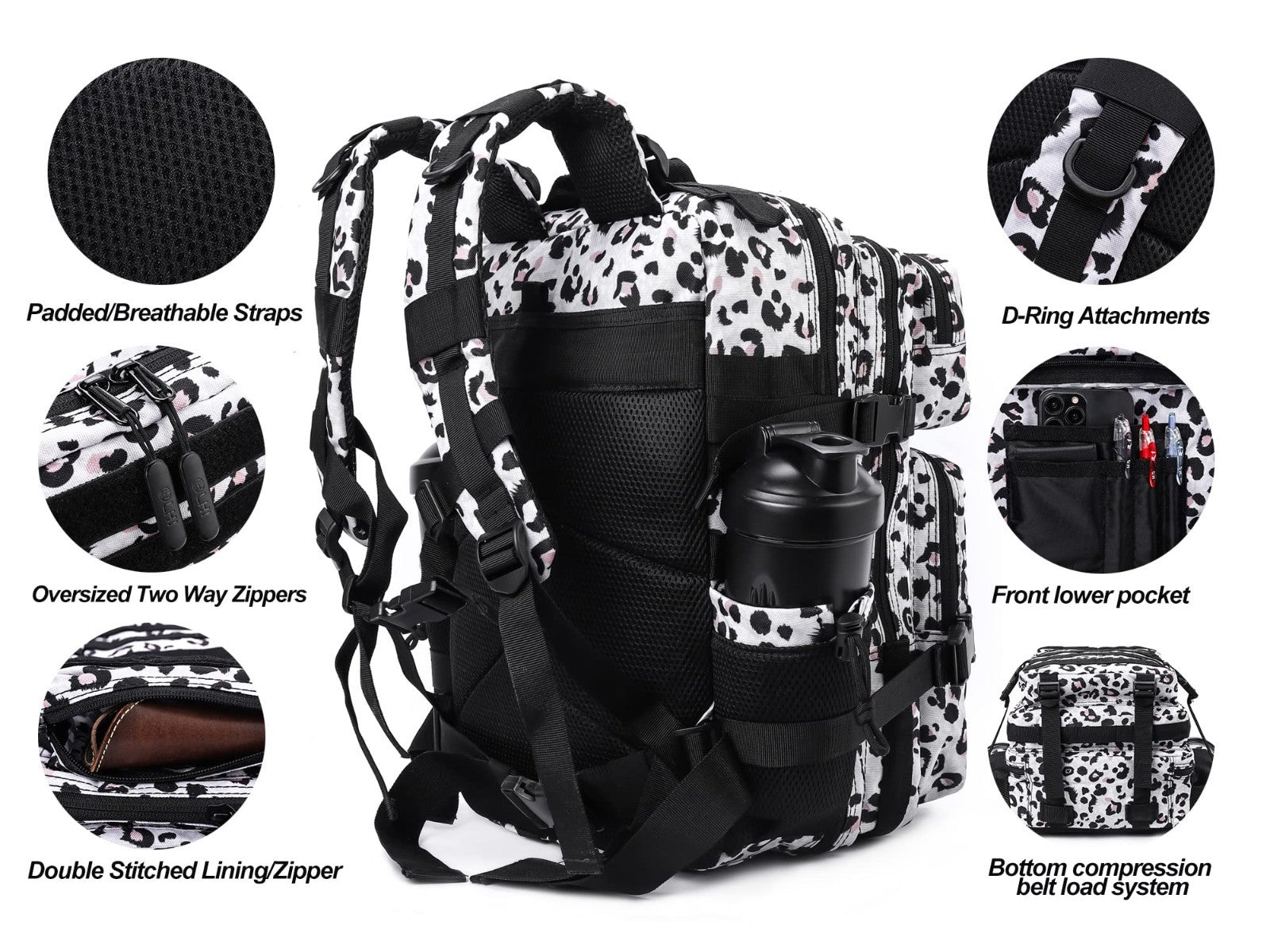 Tactical Military Backpack 25L/35L   Army Assault Pack, Small Rucksack, Bottle H4