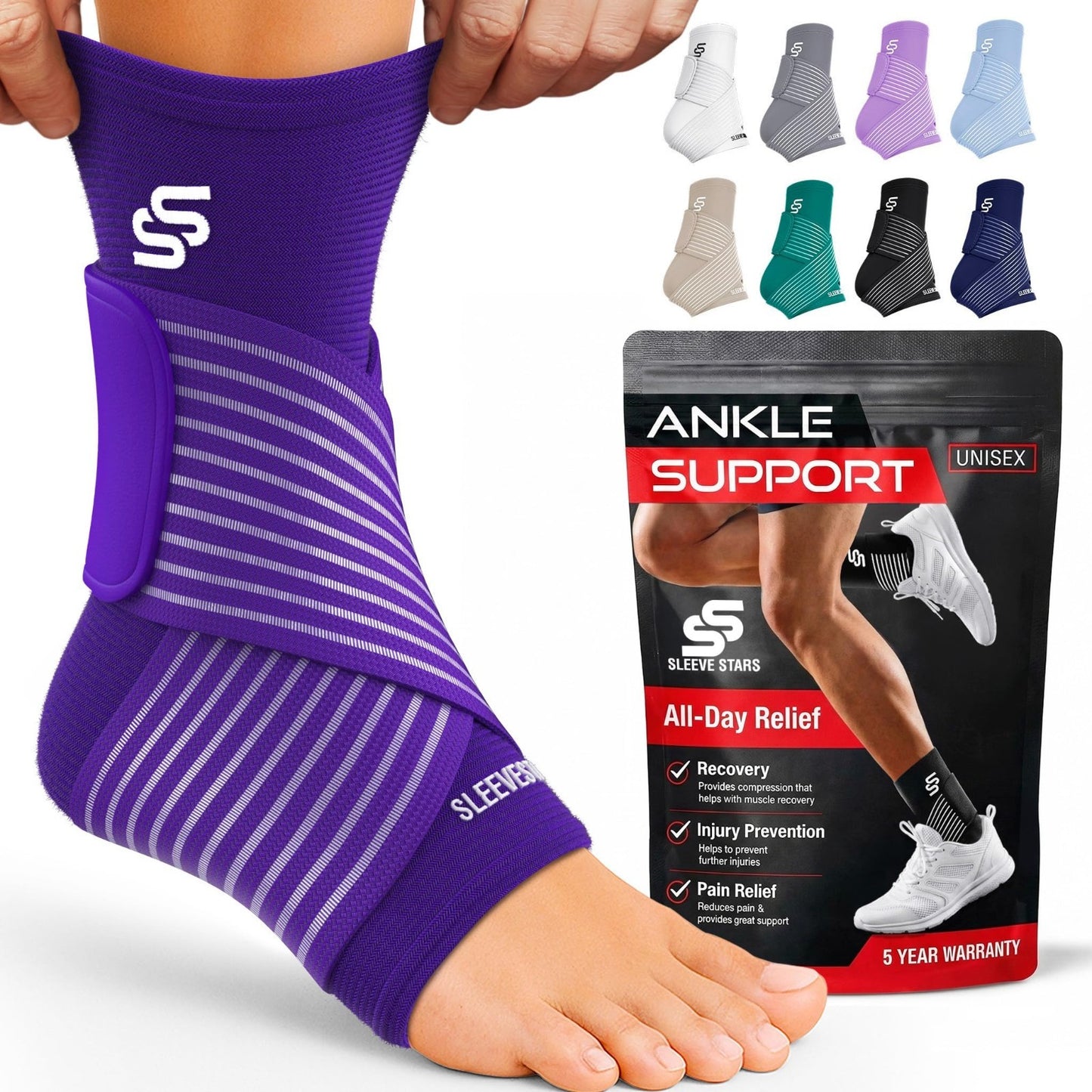 Ankle Brace Compression Sleeve for Sprains & Plantar Fasciitis Relief, Customiza1