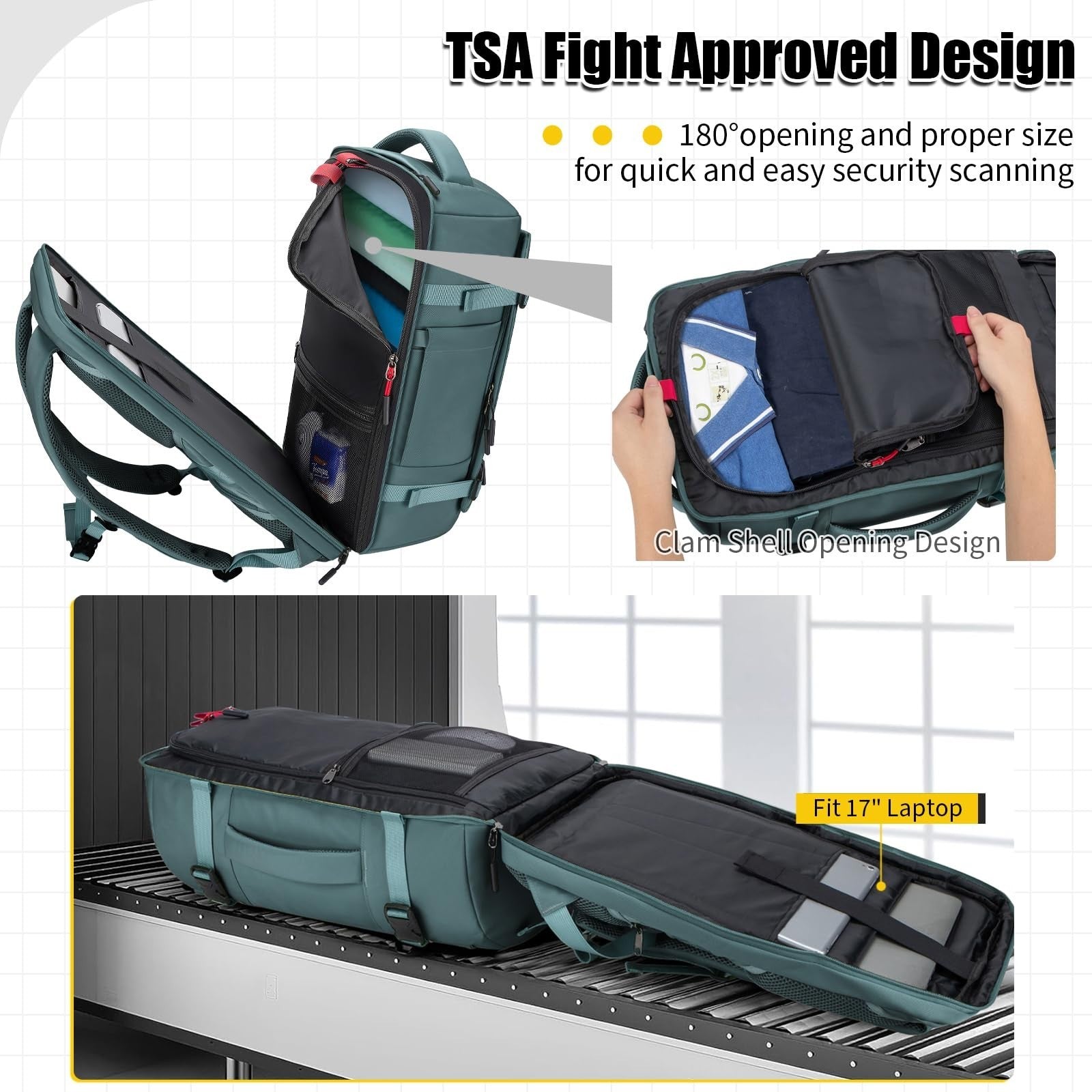 42L Travel Backpack with 4 Packing Cubes, TSA Approved, Water-Resistant, Fits 174