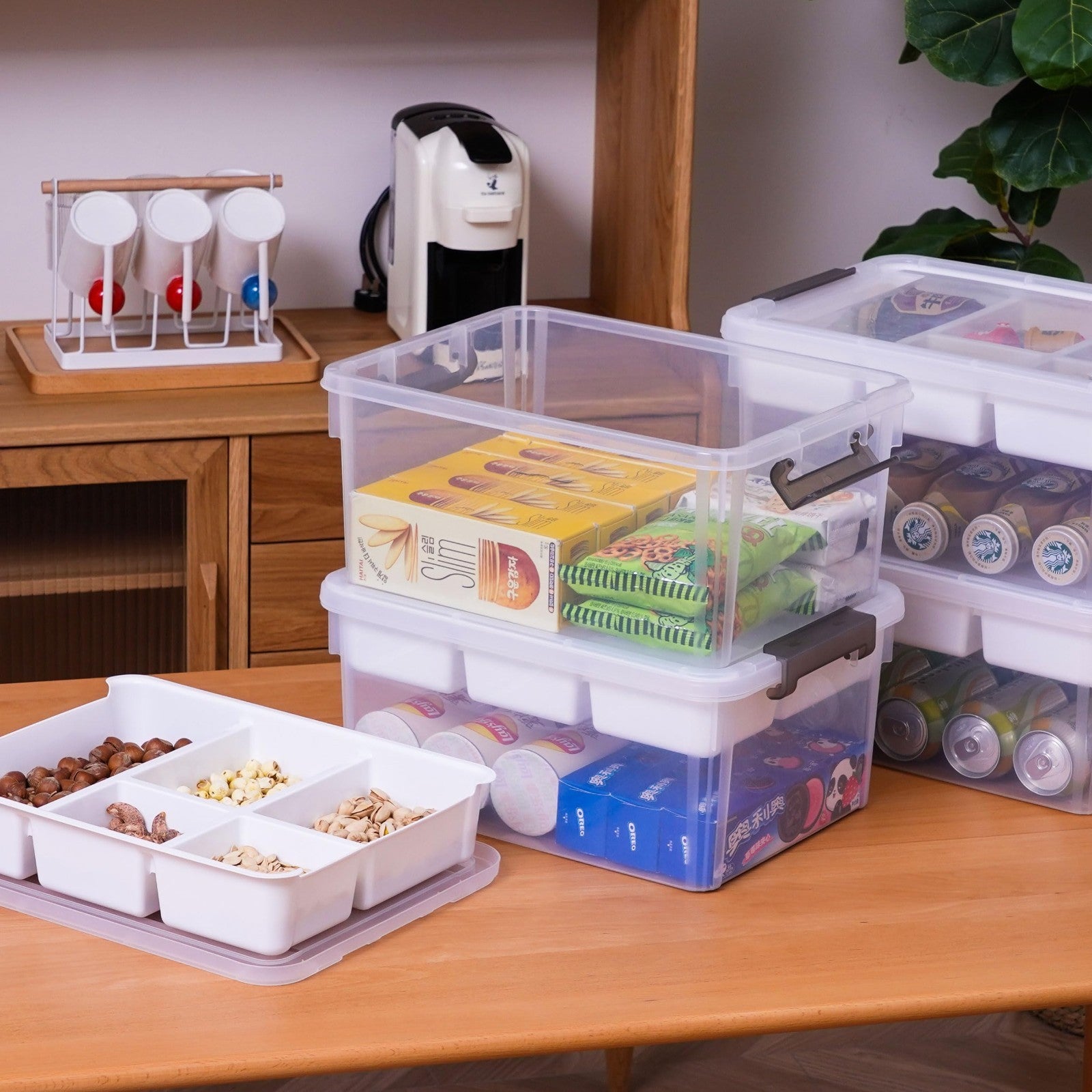 Clear Craft Organizers 17QT Storage Box with Tray   4 Pack, Stackable & Durable3