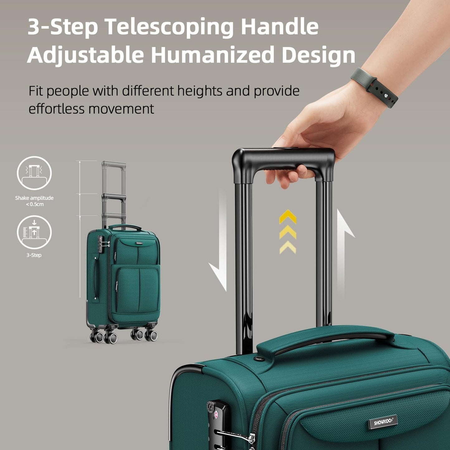 3-Piece Softside Luggage Set - Expandable, Durable Oxford Fabric, TSA Lock, 360°4