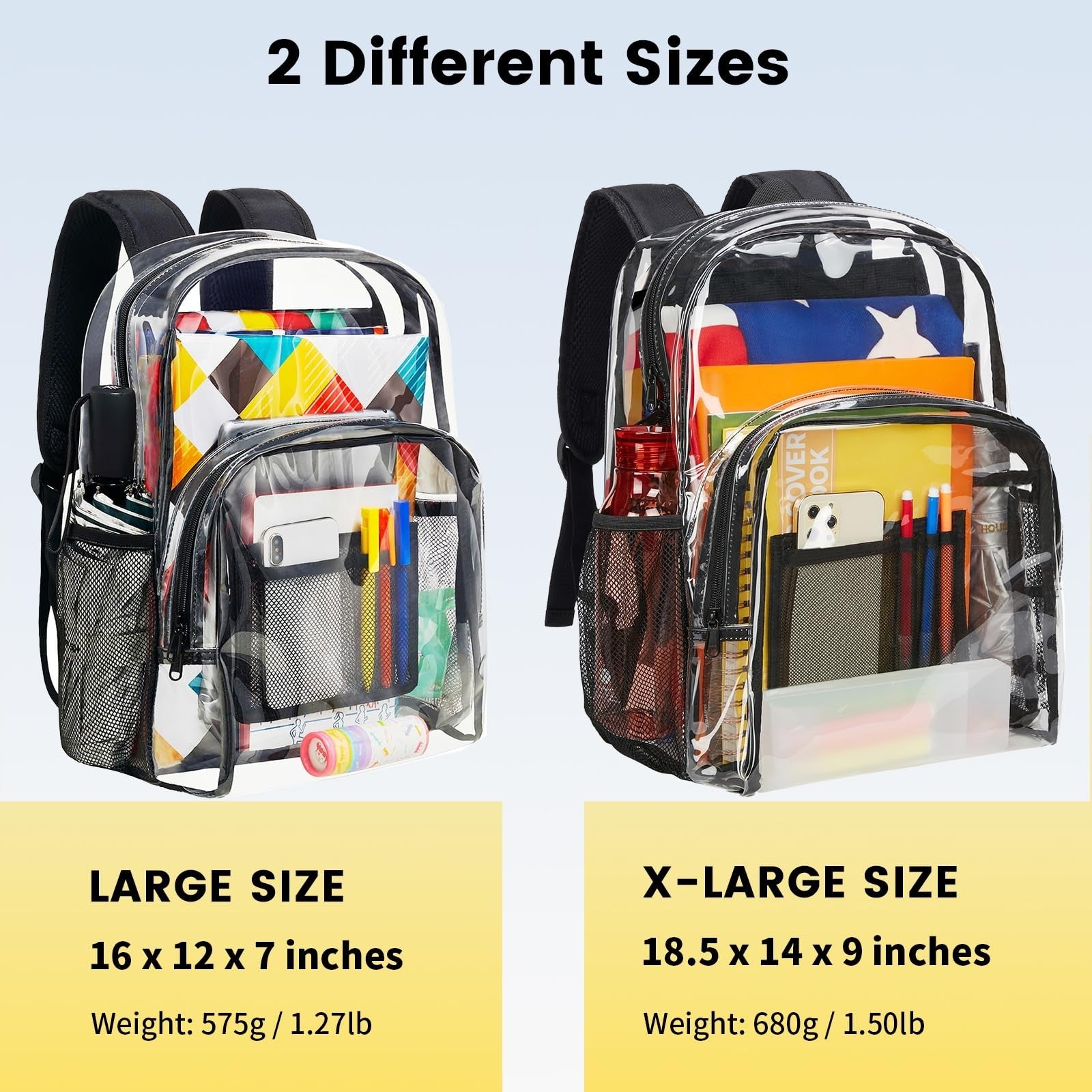 Clear PVC Backpack Heavy Duty Transparent Bag with Reinforced Straps - Large Cap2