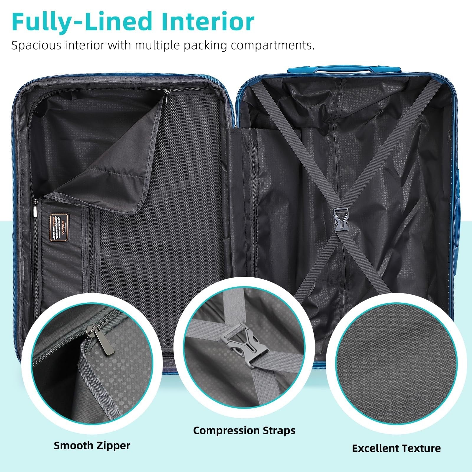 3-Piece Carry-On Luggage Set, 20" Hardshell Suitcase, Lightweight, TSA Lock, Duf7
