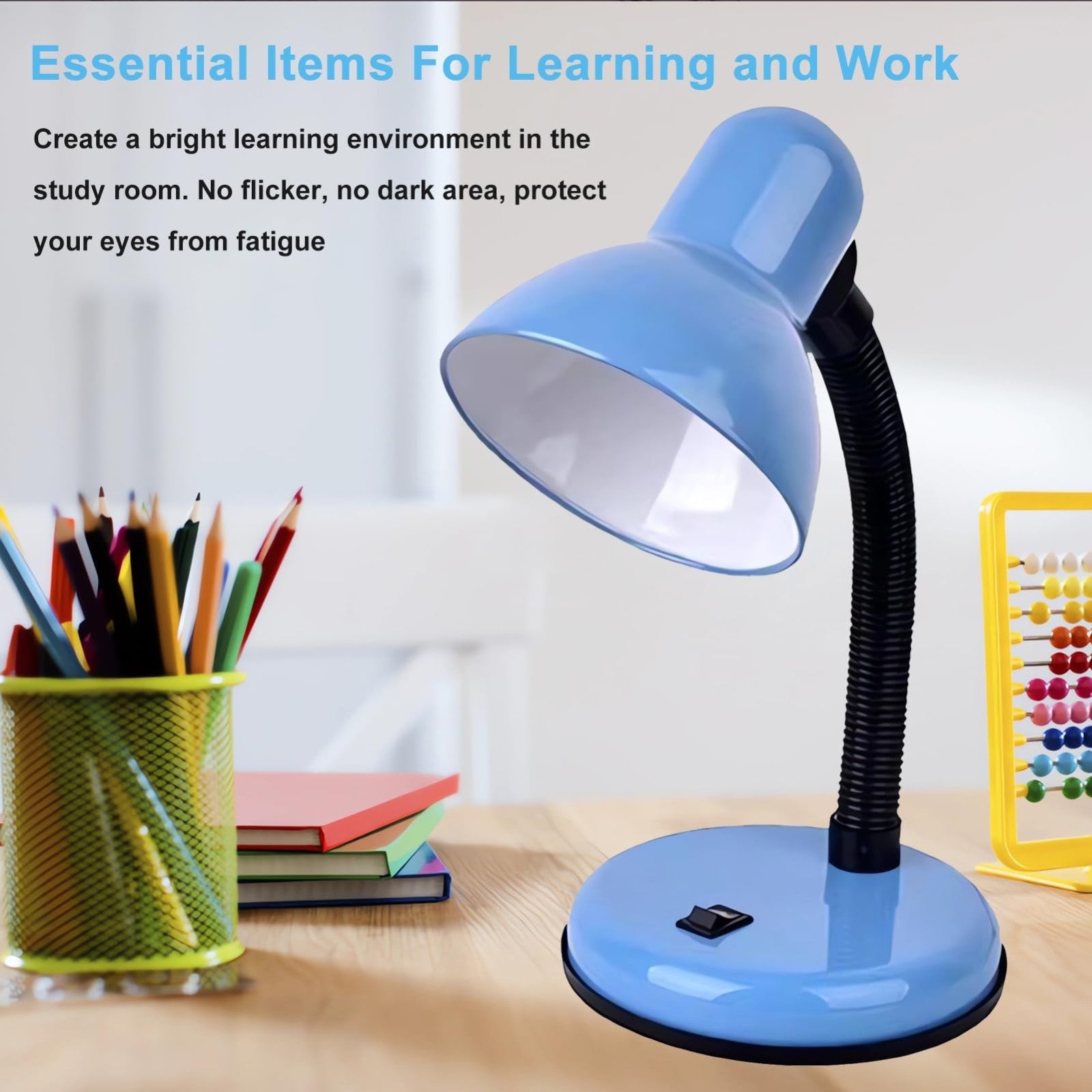 Flexible Gooseneck Desk Lamp with LED Bulb, 6000K Metal Table Lamp for Office &4
