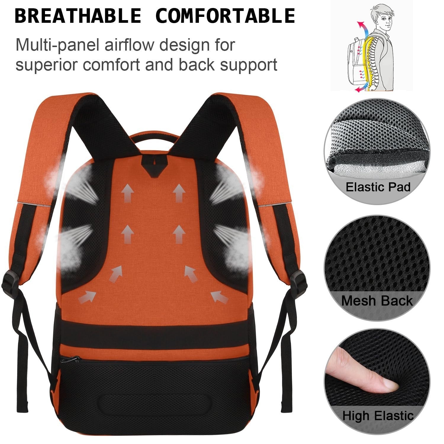 Slim Anti Theft Laptop Backpack for Business Travel & College   Waterproof Desig4