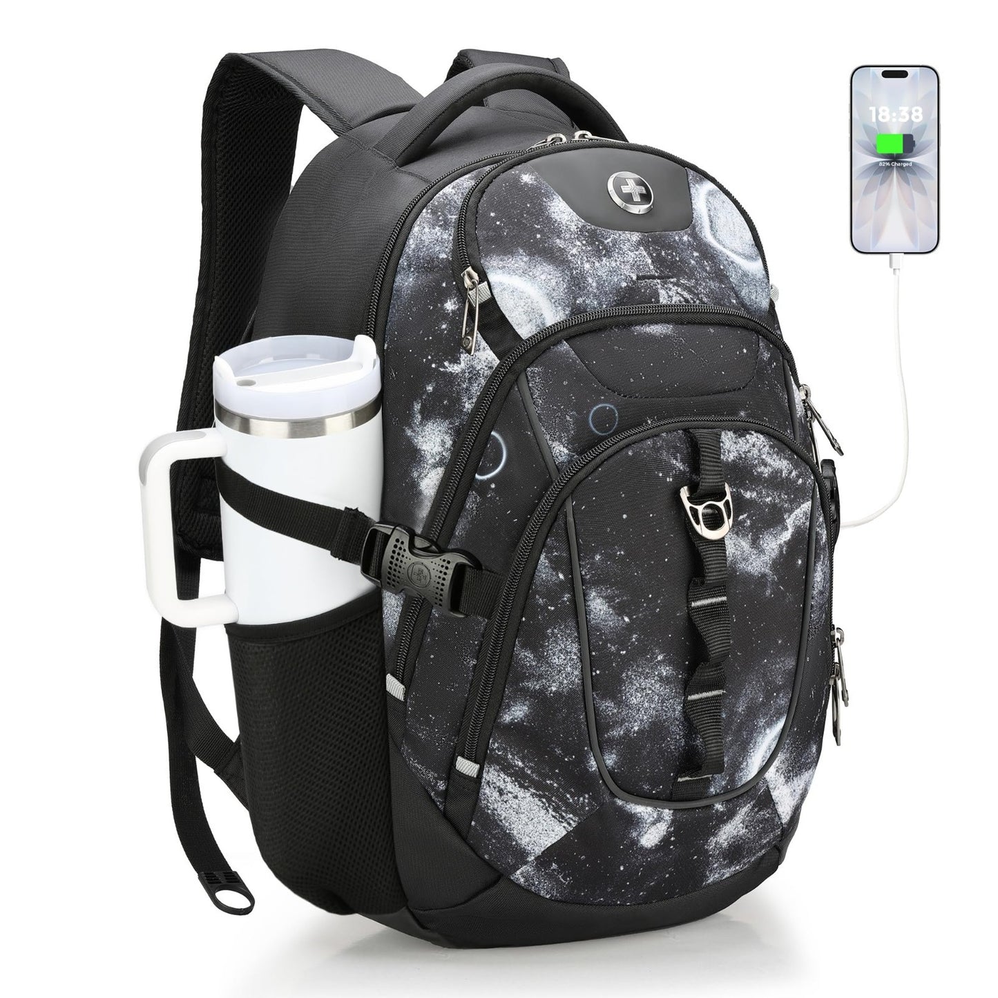 Travel Laptop Backpack with USB Charging Port, Fits 15.6" Computer, 31L, Starry1