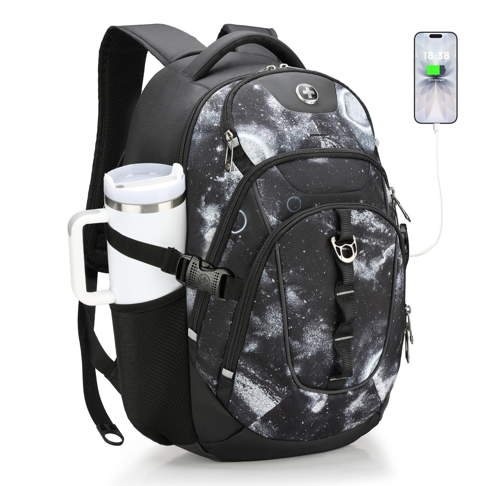 Travel Laptop Backpack with USB Charging Port, Fits 15.6" Computer, 31L, Starry1
