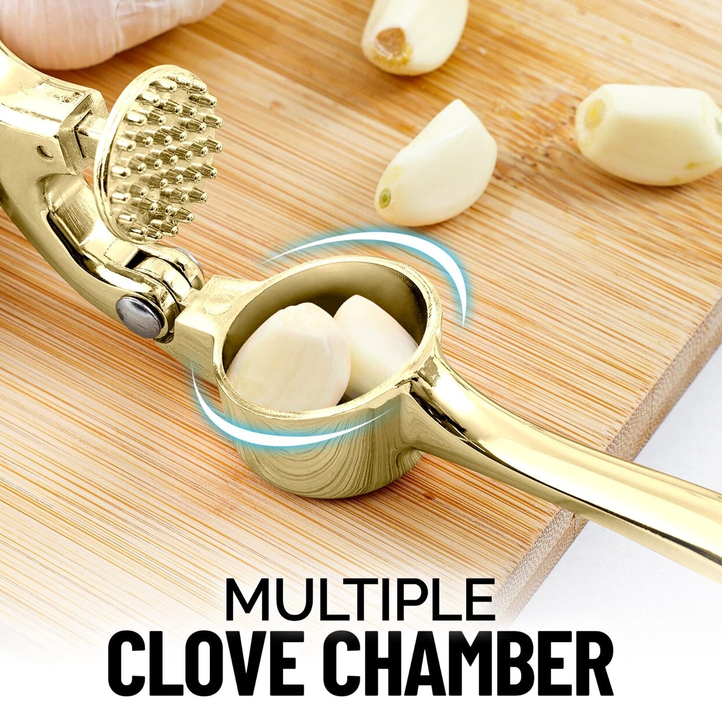 Premium Garlic Press with Soft Handle, Silicone Peeler & Cleaning Brush   3 Piec4