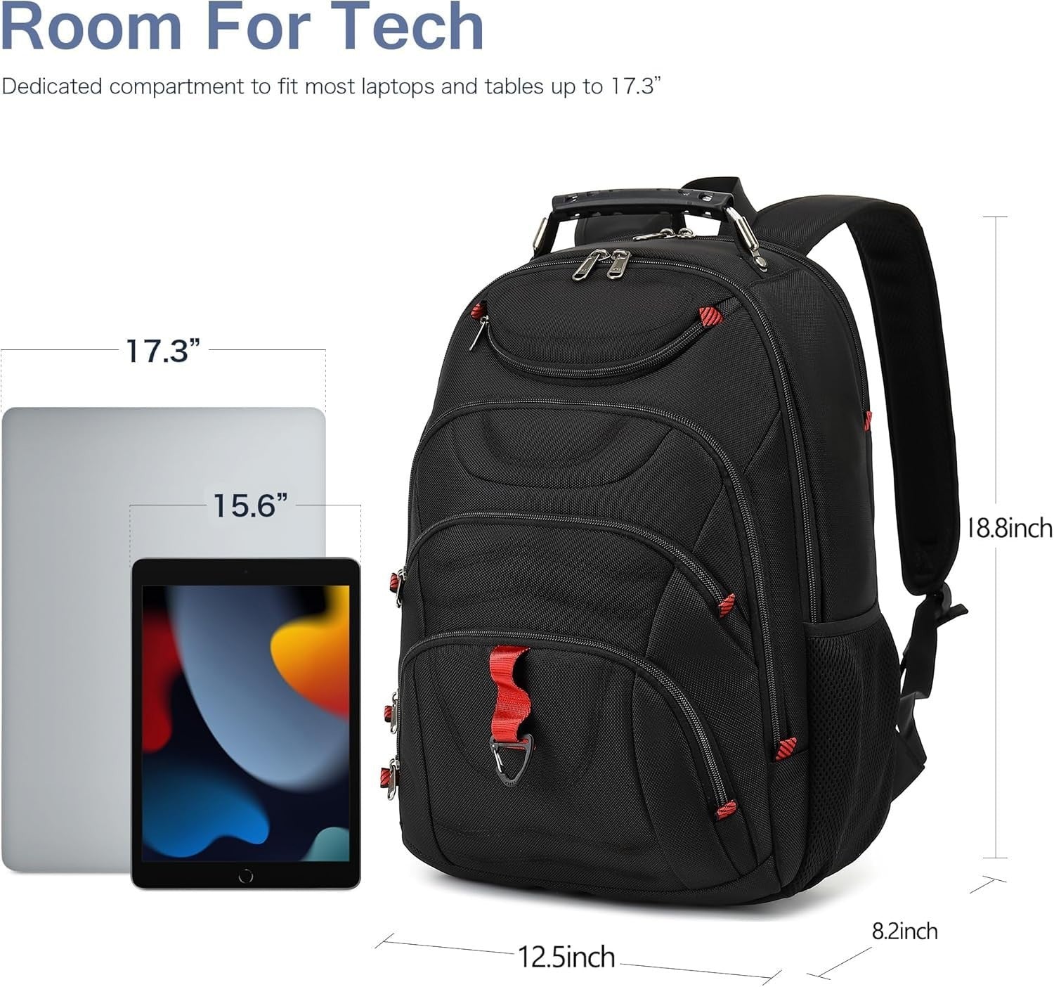 17.3" Waterproof Laptop Backpack with USB Port, Anti Theft Travel Bag for Work &2