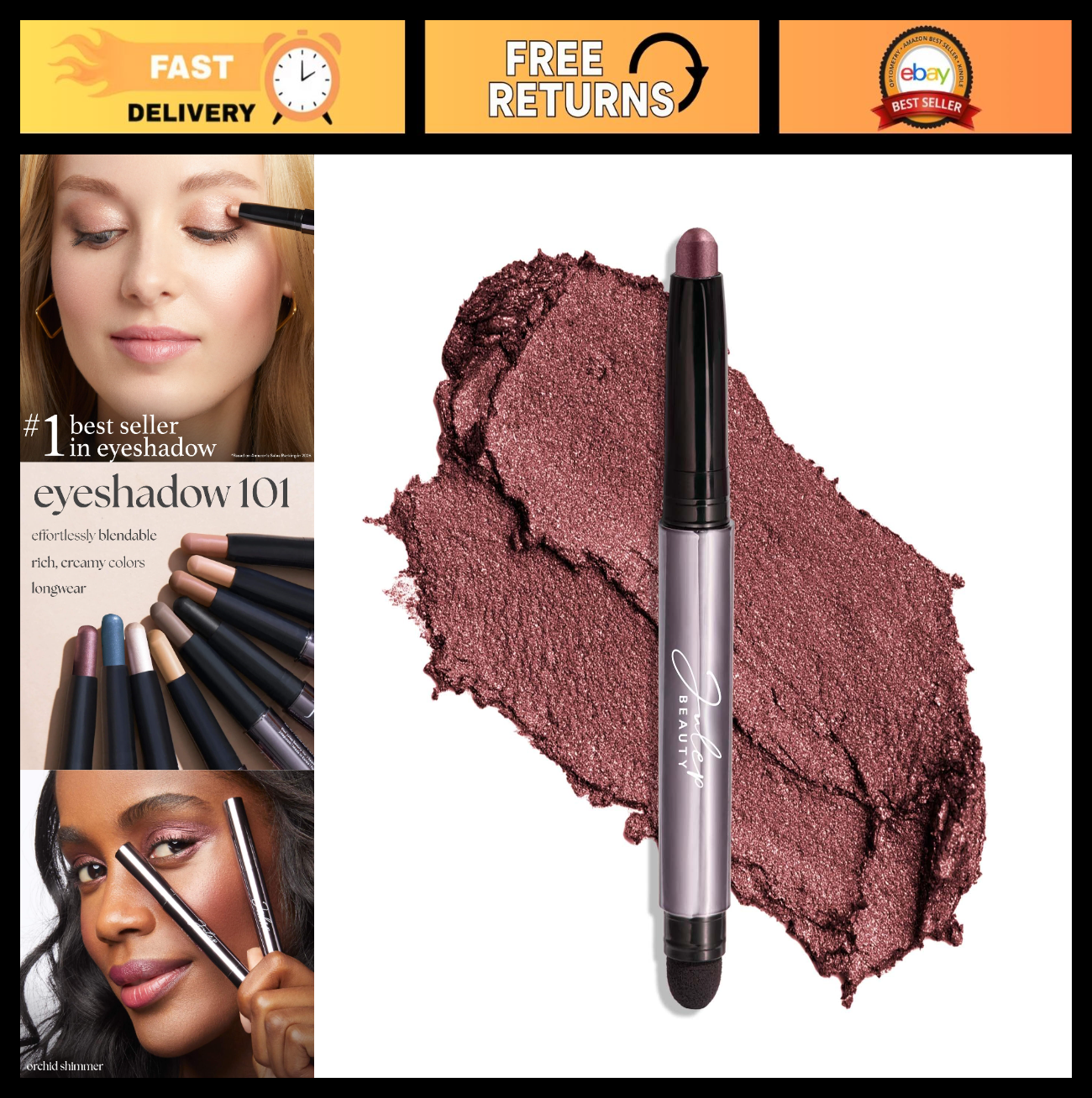 Crème-to-Powder Eyeshadow Stick - Orchid Shimmer, Long-Lasting, Easy Application0
