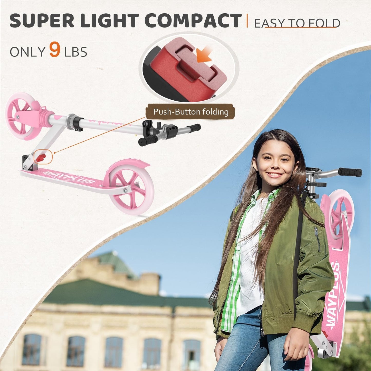 Kick Scooter for Ages 6+, Teens & Adults - 8" Big Wheels, 240lb Weight Capacity2