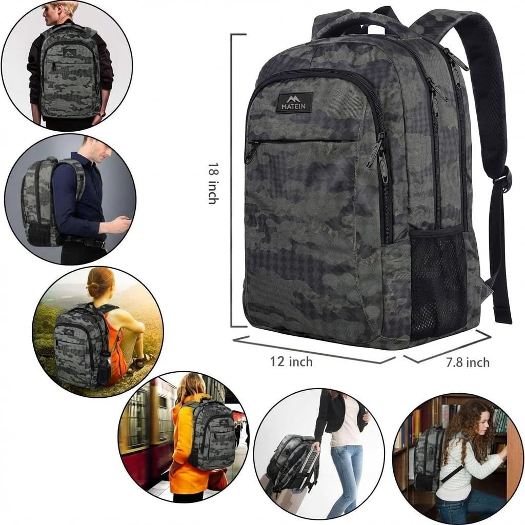 Extra Large 17.3 Inch Laptop Backpack, TSA Friendly Travel Bag, Grey, Durable &5