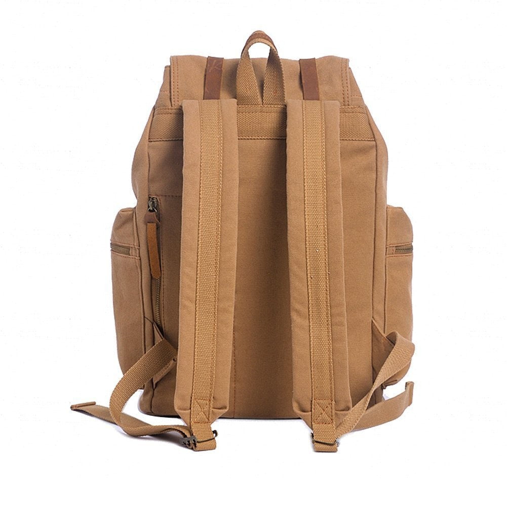 Vintage Canvas Backpack with Leather Trim, Padded Laptop Sleeve 12" 17", Travel5