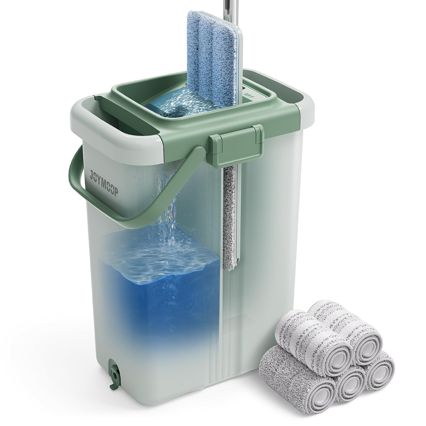 Mop and Bucket Set for Home & Commercial Use - Long Handle, 5 Microfiber Pads1