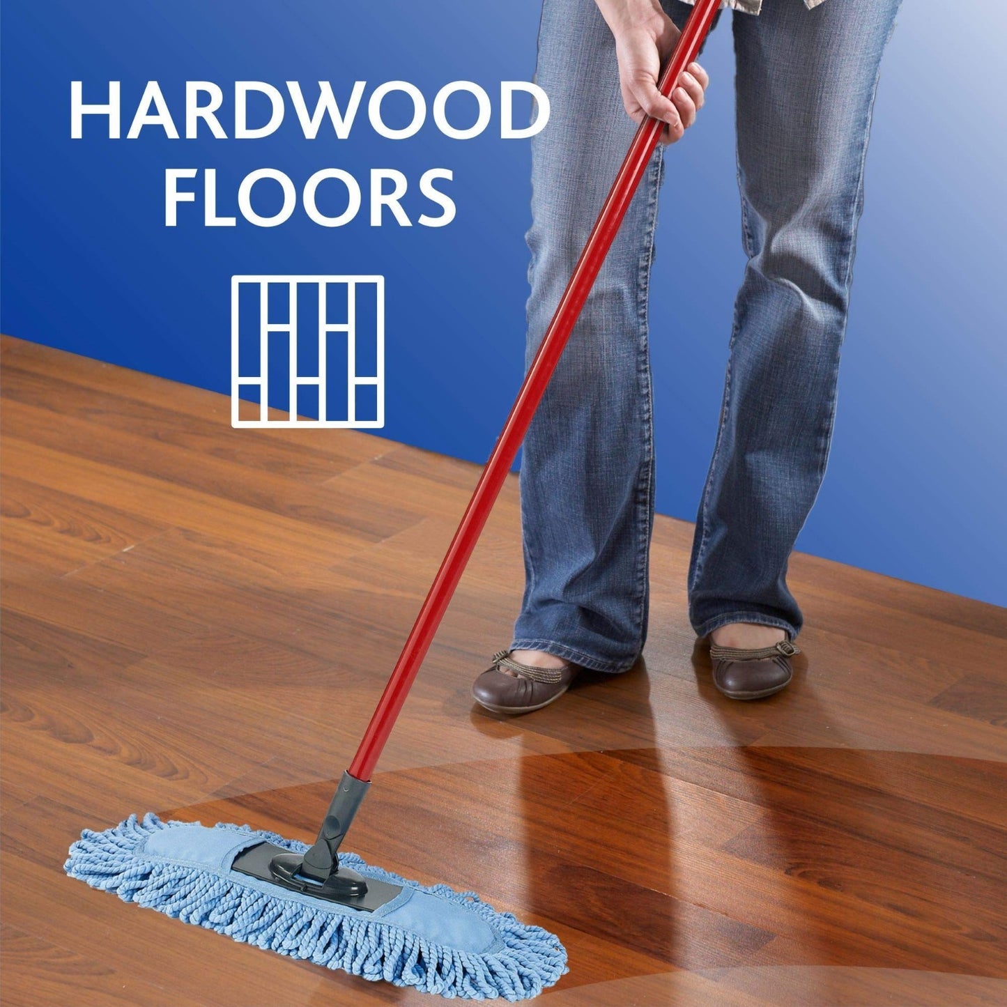Dual-Action Microfiber Dust Mop Sweeper - Floor Cleaning Tool, Red3