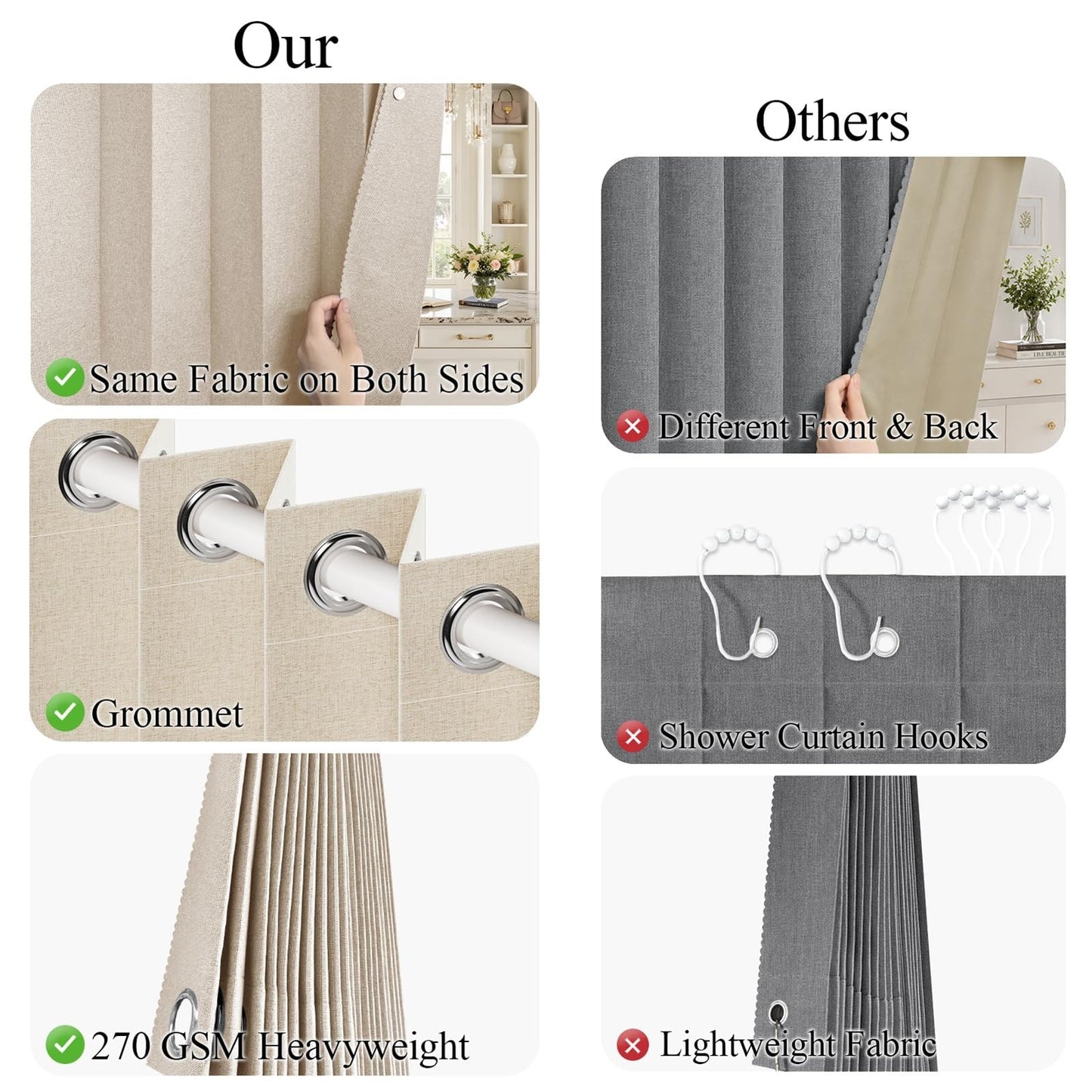 Thermal Insulated Blackout Pleated Curtains with Magnetic Closure, 1 Panel 45x726