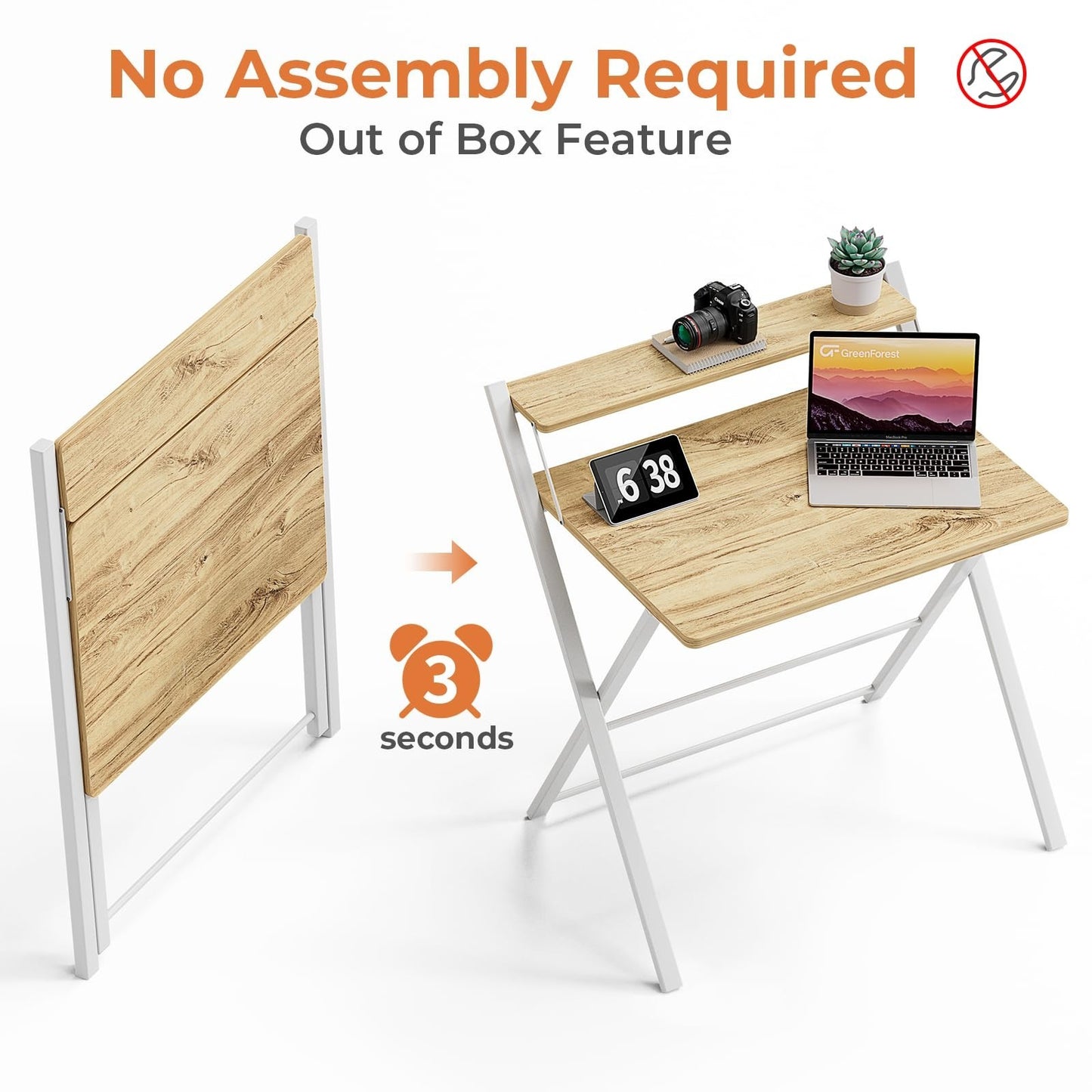 Compact Portable Computer Desk - 2-Tier Space-Saving Foldable Table for Home Off3
