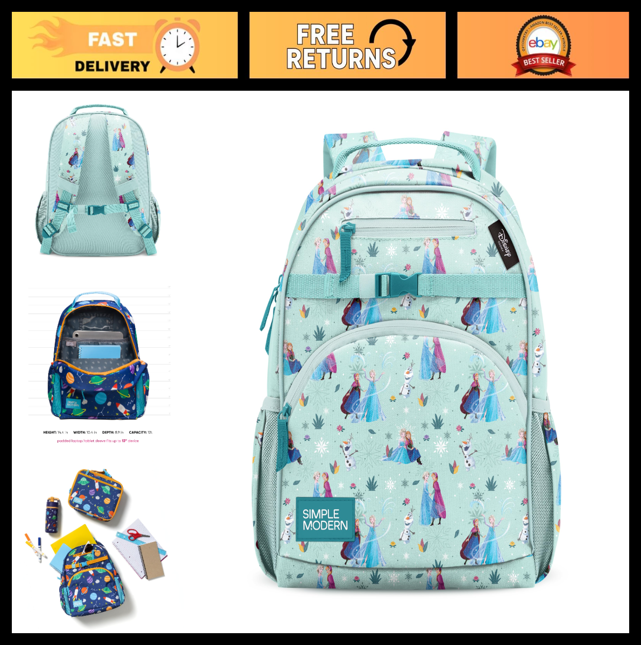 Disney Frozen Kids Backpack - 12L Bookbag for School, Toddler, Preschool, Kinder0