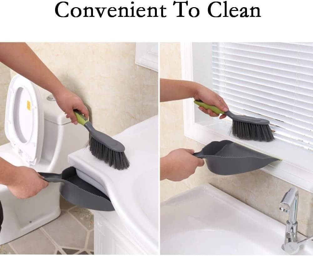 Handheld Dustpan and Broom Set - 3pcs, PET Fiber Bristles for Floors & Tables5